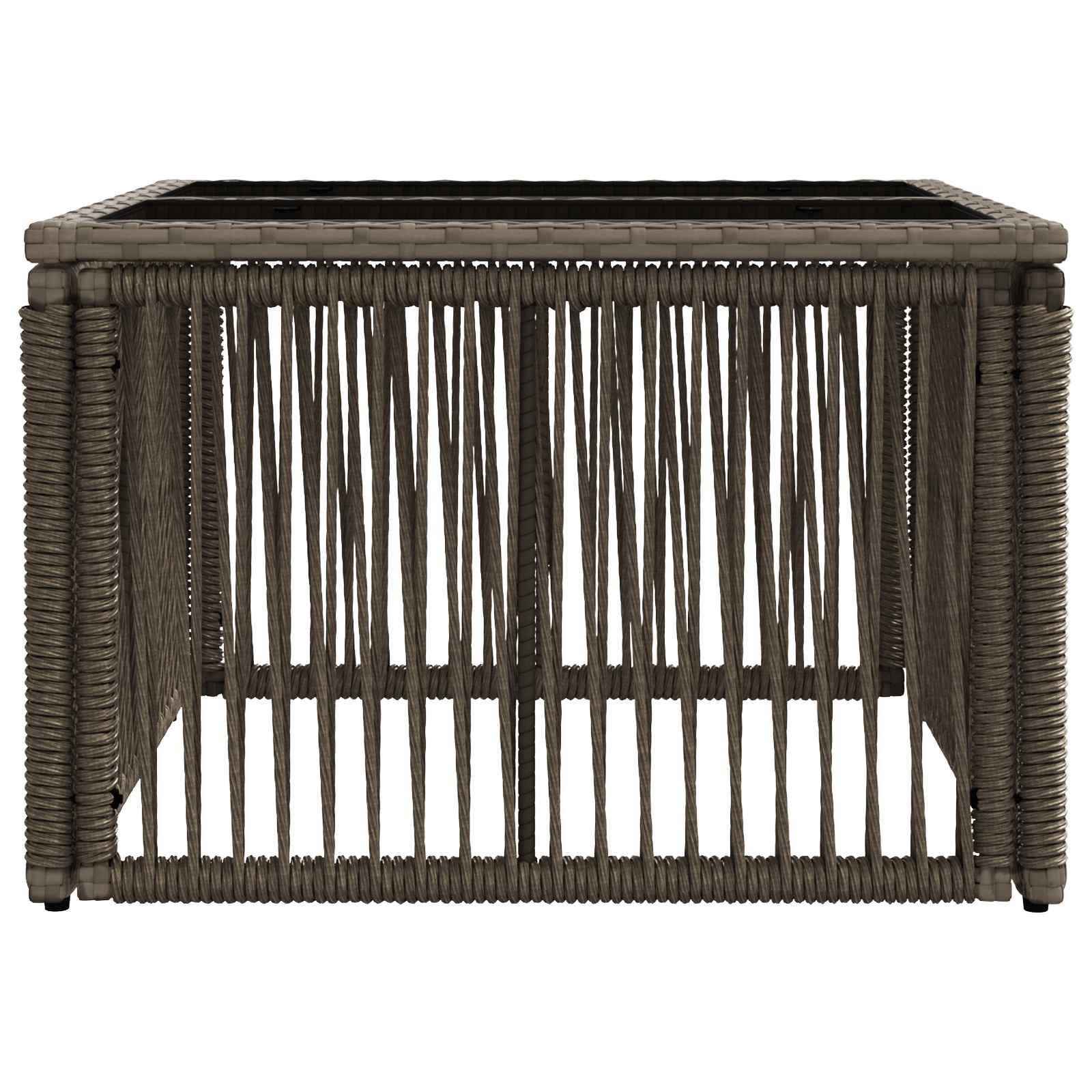 Sodo stalas Pilka ir juoda 55 x 55 x 37 cm PE Rattan ir Stiklas