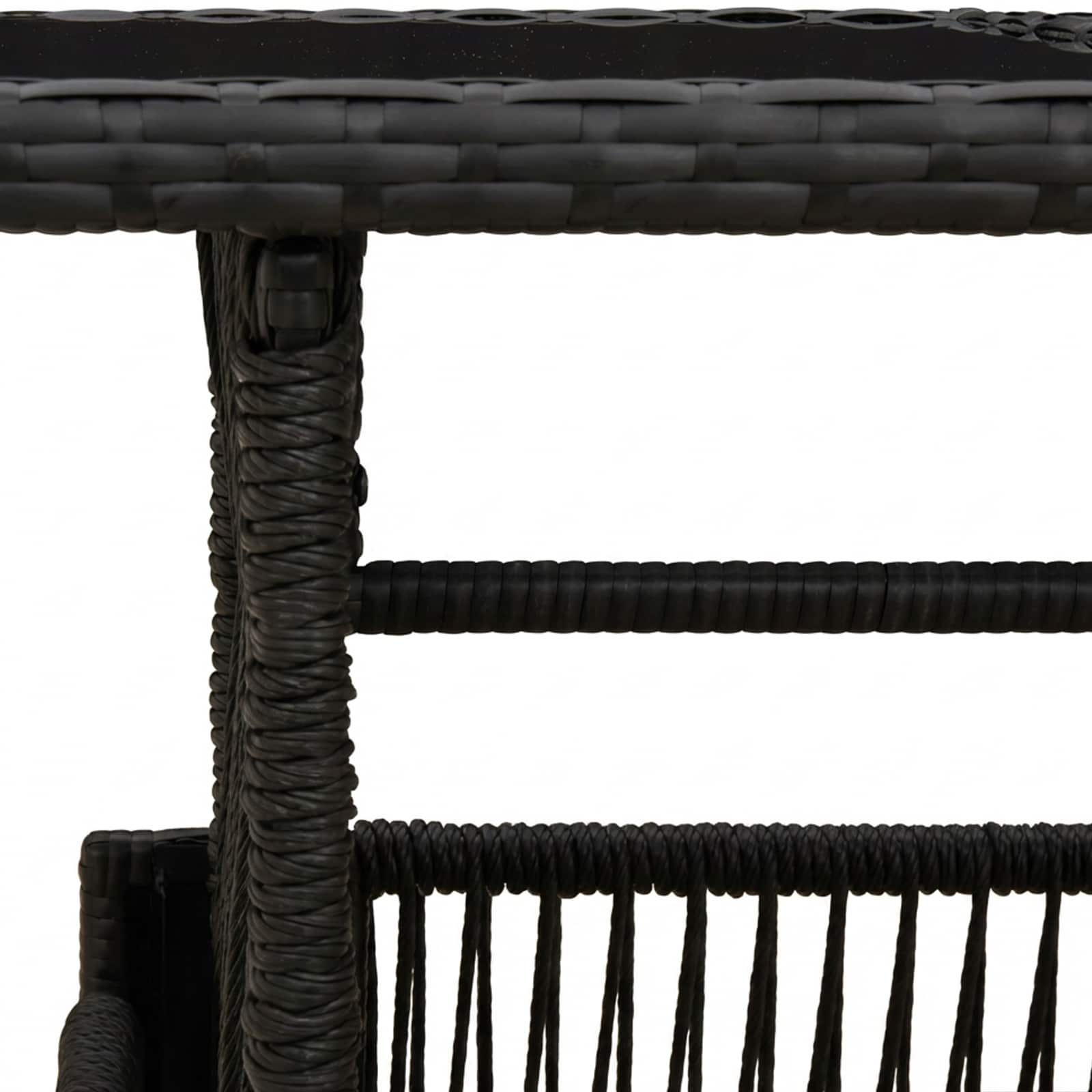 Sodo stalas Juoda 100 x 55 x 37 cm PE Rattan ir Stiklas