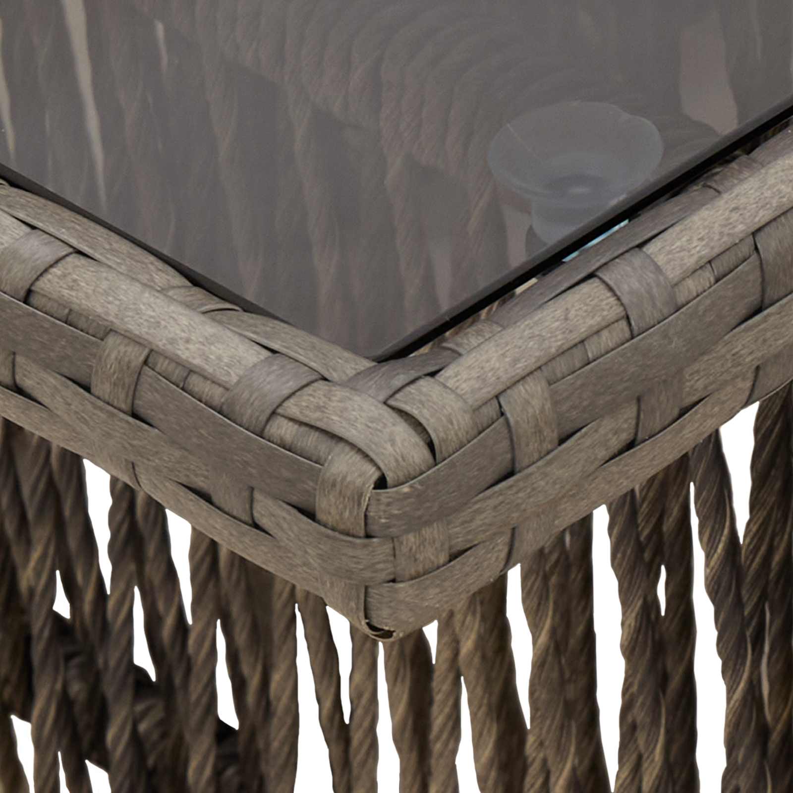 Sodo stalas Pilka 100 x 55 x 37 cm PE Rattan ir Stiklas