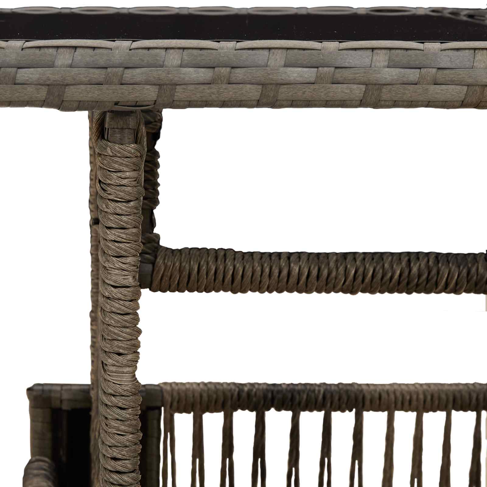 Sodo stalas Pilka 100 x 55 x 37 cm PE Rattan ir Stiklas