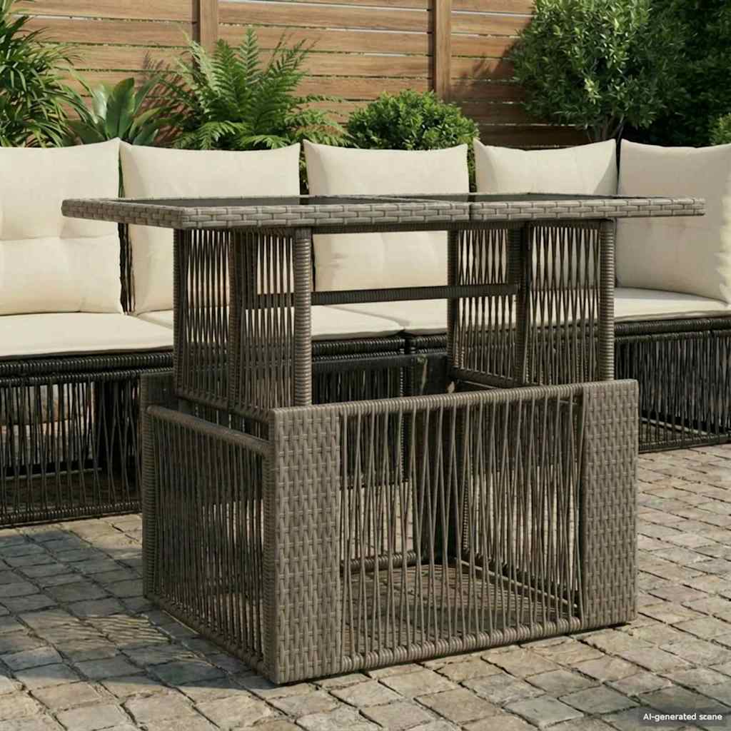 Sodo stalas Pilka 100 x 55 x 37 cm PE Rattan ir Stiklas