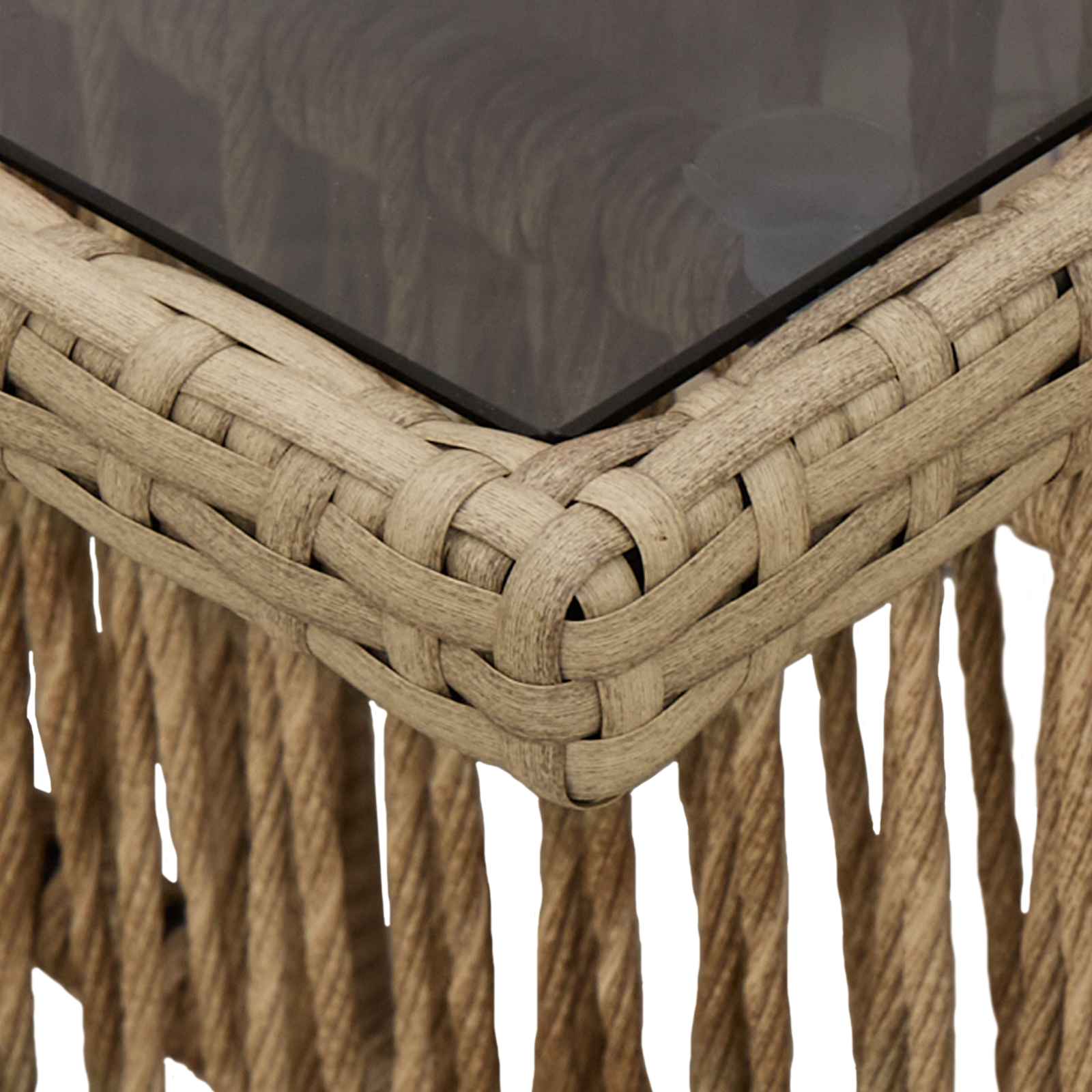 Sodo stalas Smėlio 100 x 55 x 37 cm PE Rattan ir Stiklas