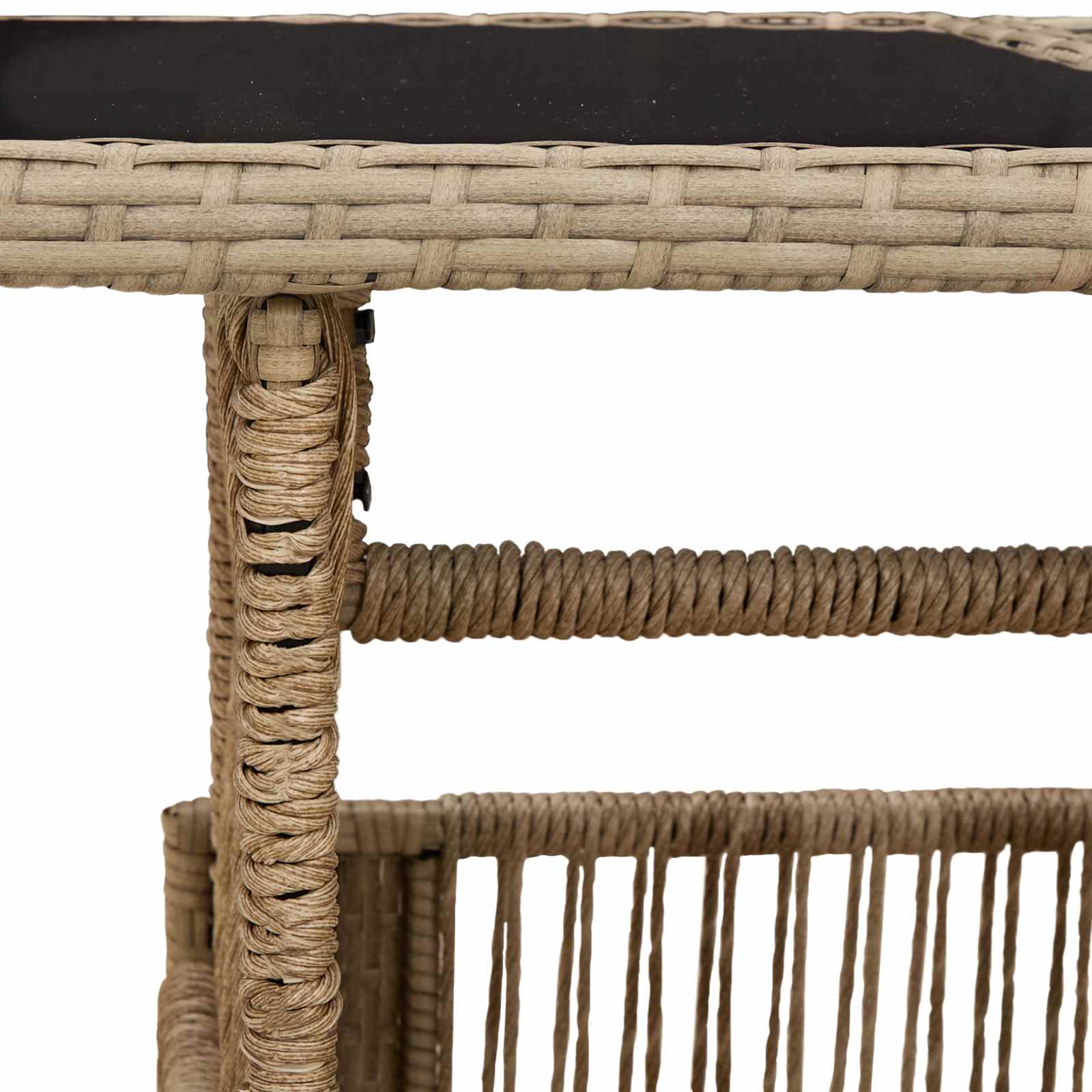 Sodo stalas Smėlio 100 x 55 x 37 cm PE Rattan ir Stiklas