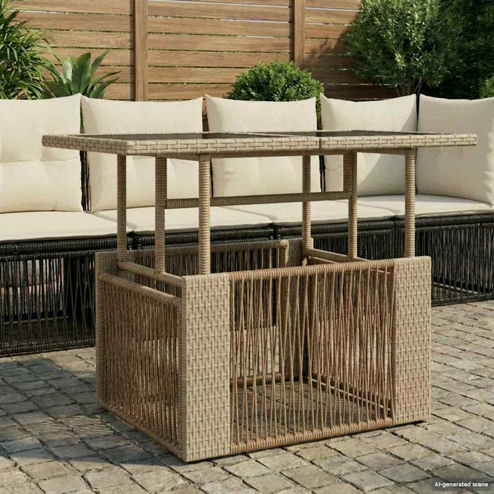 Sodo stalas Smėlio 100 x 55 x 37 cm PE Rattan ir Stiklas
