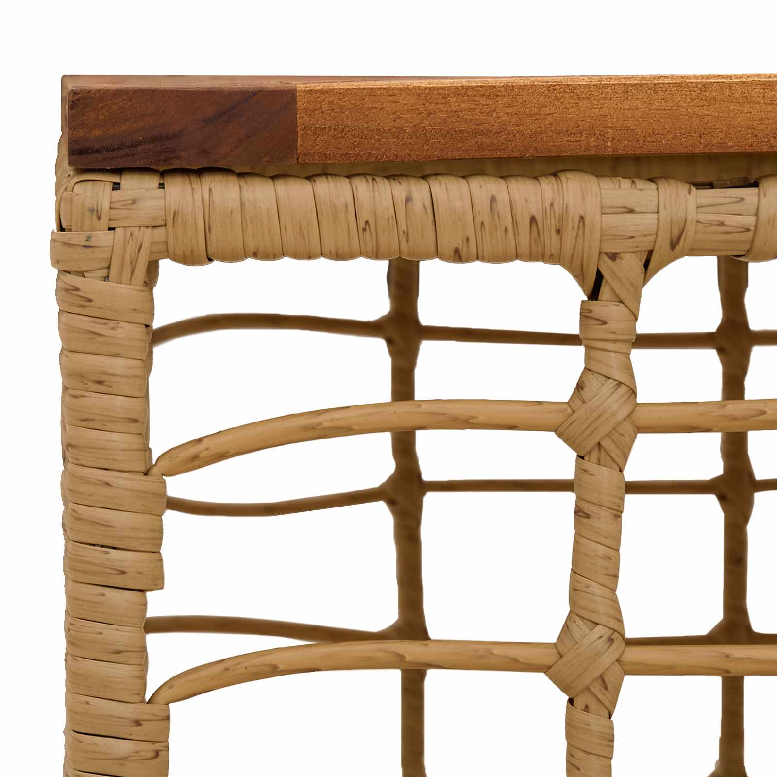 Sodo stalas Natūrali 55 x 55 x 37 cm PE Rattan ir Stiklas