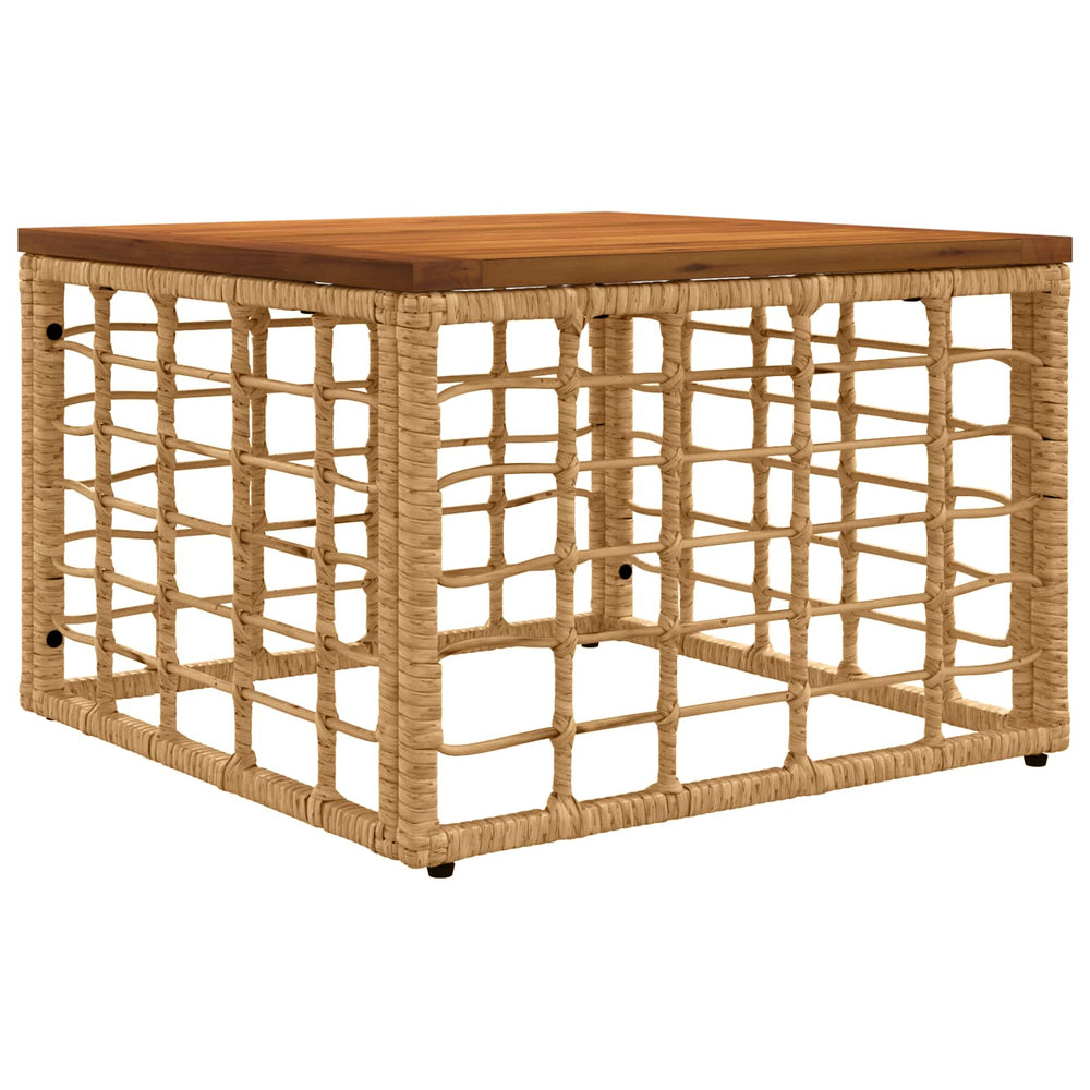 Sodo stalas Natūrali 55 x 55 x 37 cm PE Rattan ir Stiklas