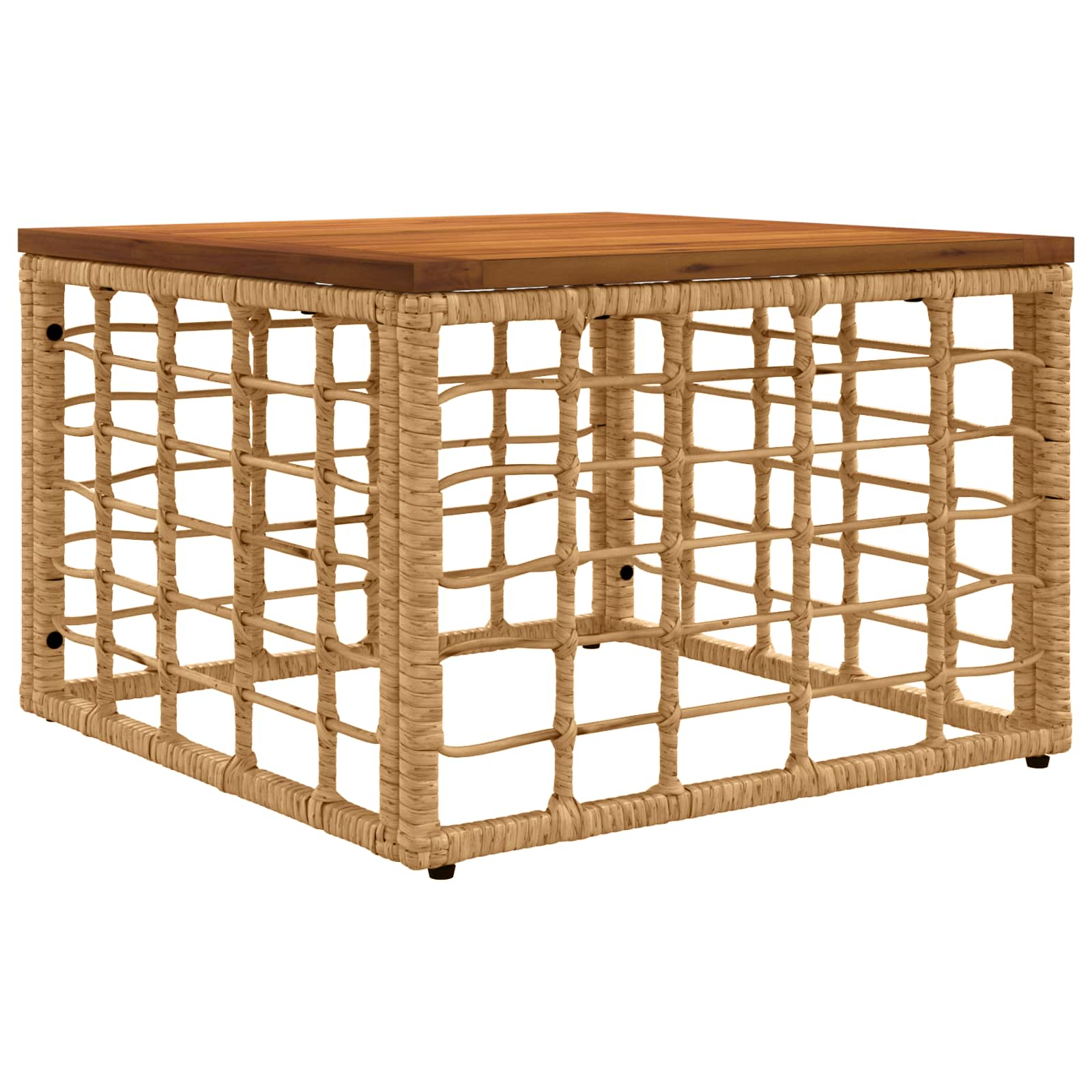 Sodo stalas Natūrali 55 x 55 x 37 cm PE Rattan ir Stiklas