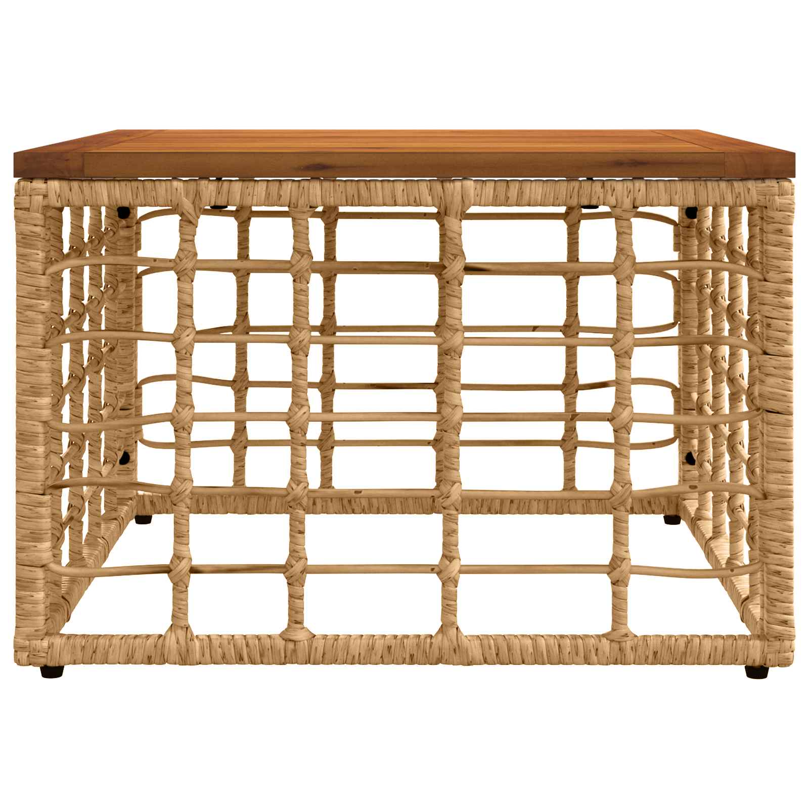 Sodo stalas Natūrali 55 x 55 x 37 cm PE Rattan ir Stiklas