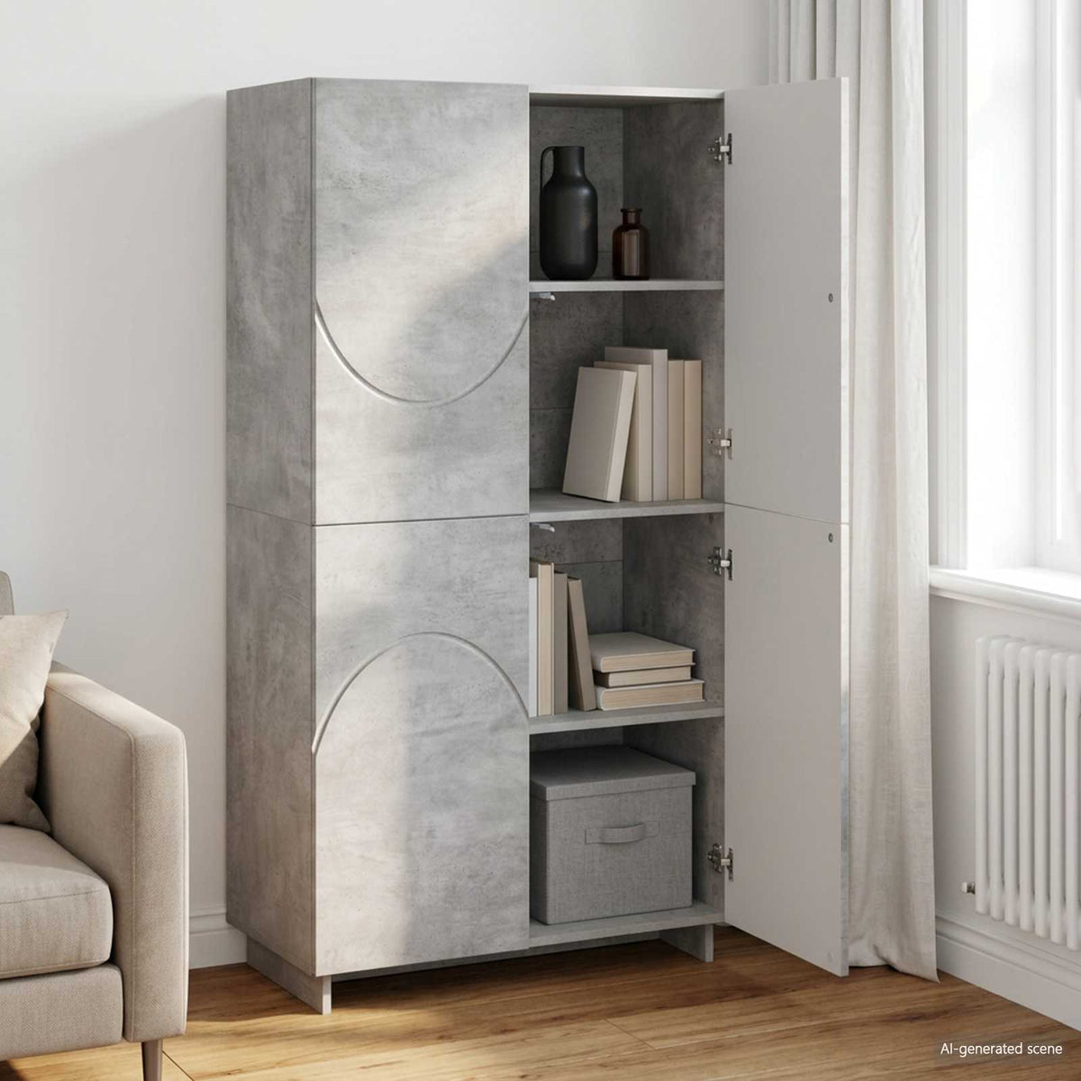 Aukšta komoda Betono pilka 79 x 41 x 151 cm Apdirbta mediena