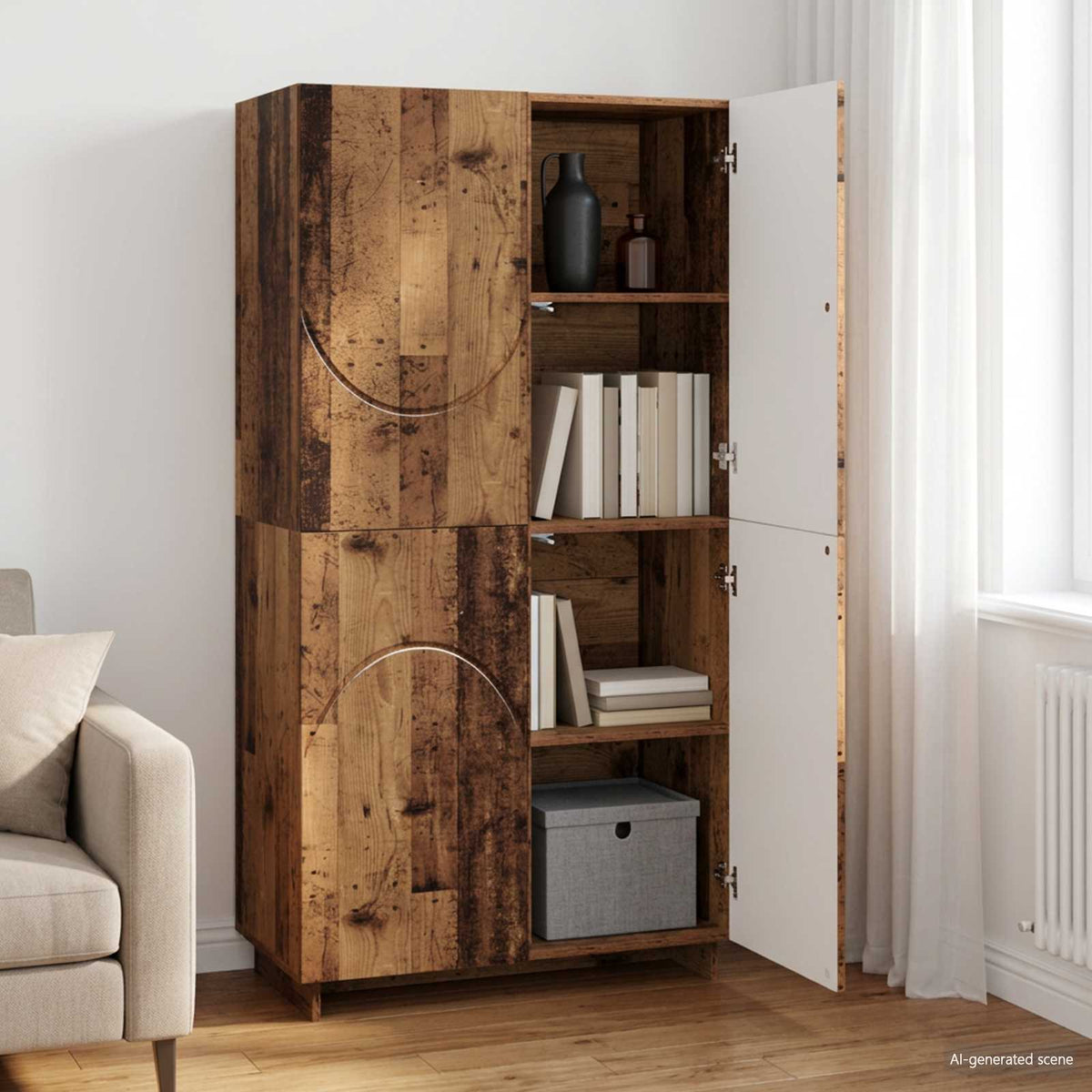 Aukšta komoda Ąžuolo mediena 79 x 41 x 151 cm Apdirbta mediena