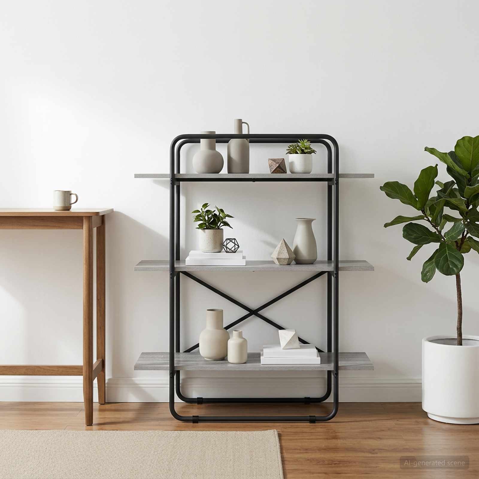 Knygų lentyna 3 aukštų 100 x 35 x 105 cm PB Pilka Sonoma