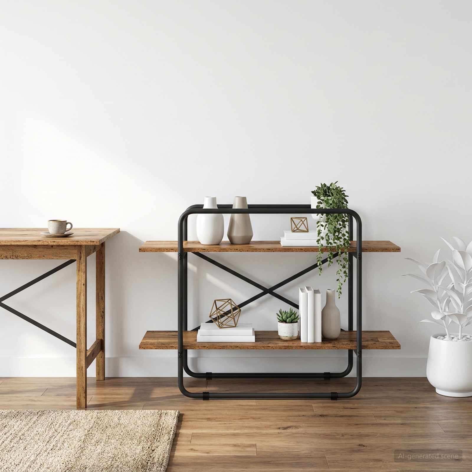 Knygų lentyna 2 aukštų 100 x 35 x 70 cm PB Ąžuolo mediena