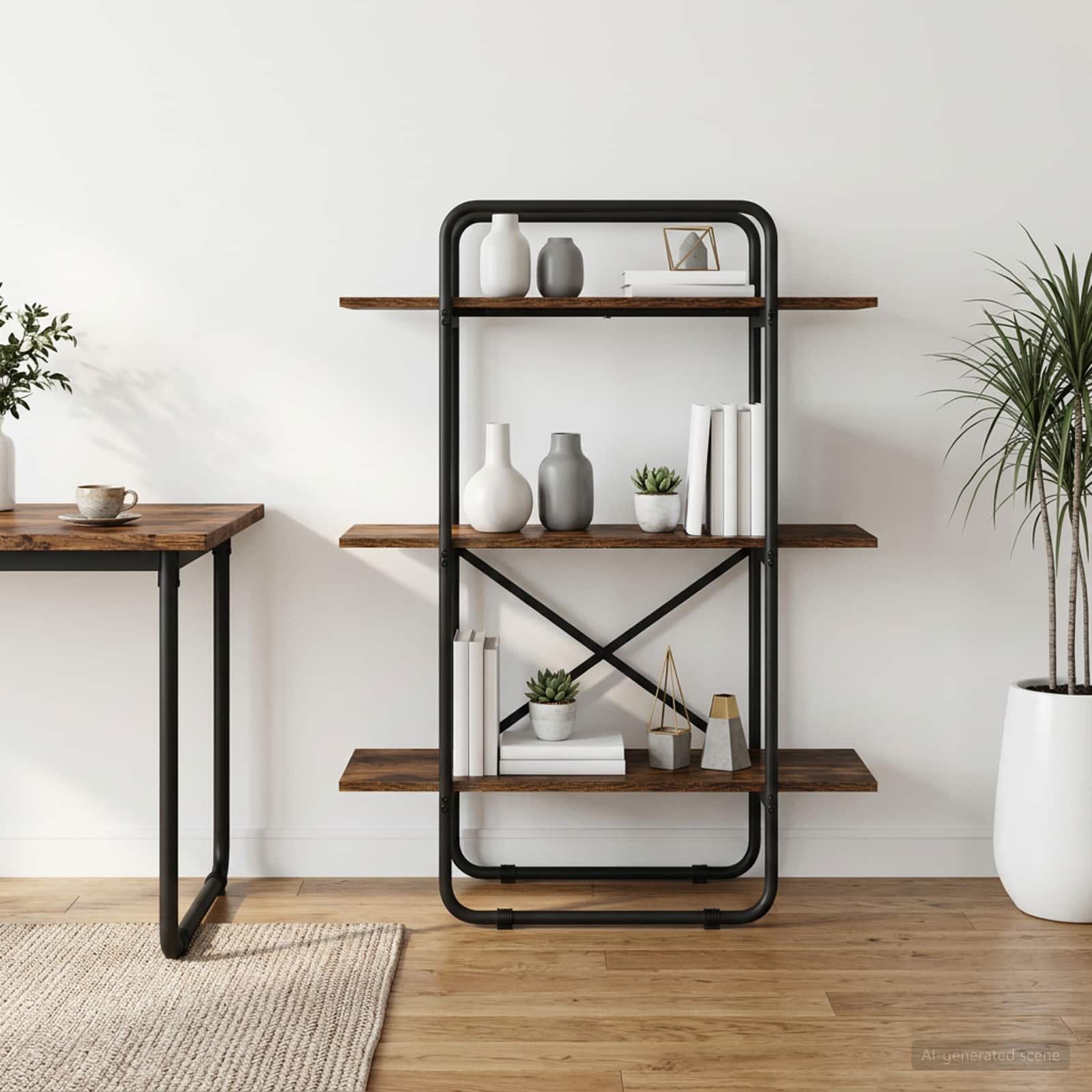 Knygų lentyna 3 aukštų 80 x 35 x 105 cm PB Dūminio ąžuolo