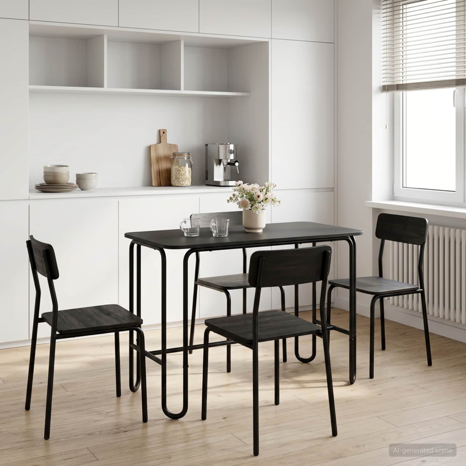 Valgomojo stalas 100 x 50 x 75 cm Apdirbta mediena Juoda