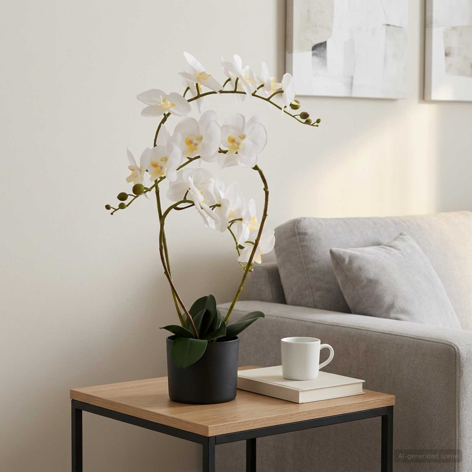 Dirbtinė orchidėja su vazonu Balta 45 x 15 x 65 cm