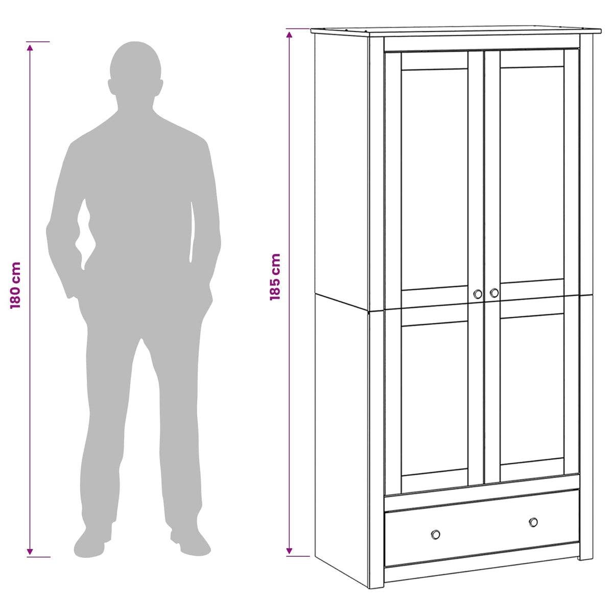 Spinta PANAMA Medus 88,5 x 50 x 185 cm Pušies medienos masyvas