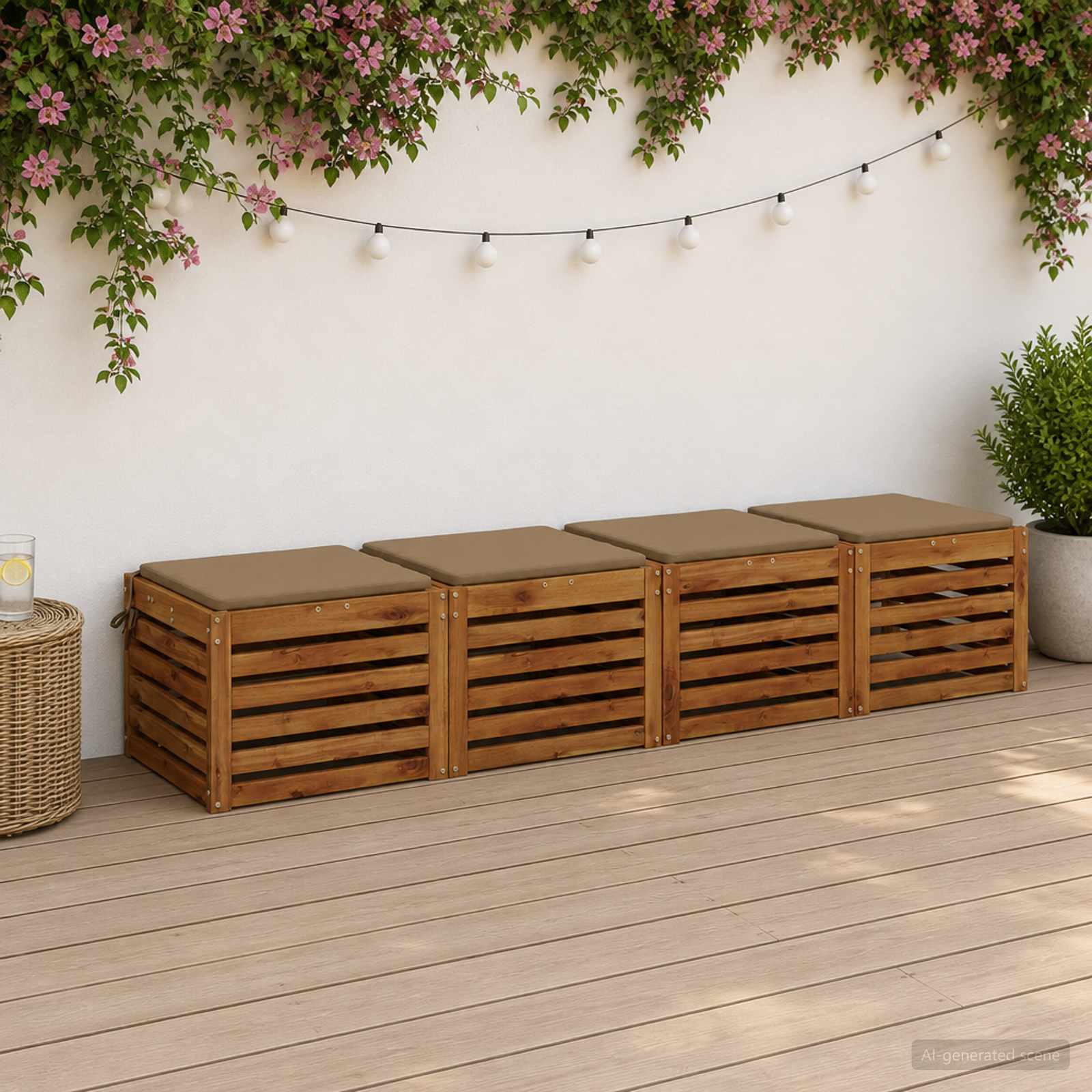 4 dalių sėdynės pagalvėlės SOEST 4 vnt. 100% poliesteris Taupe