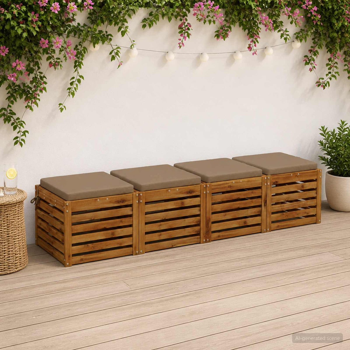 4 dalių sėdynės pagalvėlės SOEST 4 vnt. 100% poliesteris Taupe