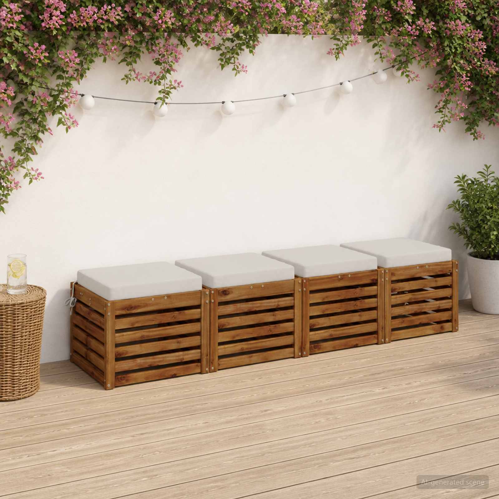 4 dalių sėdynės pagalvėlės SOEST 4 vnt. 100% poliesteris Balta