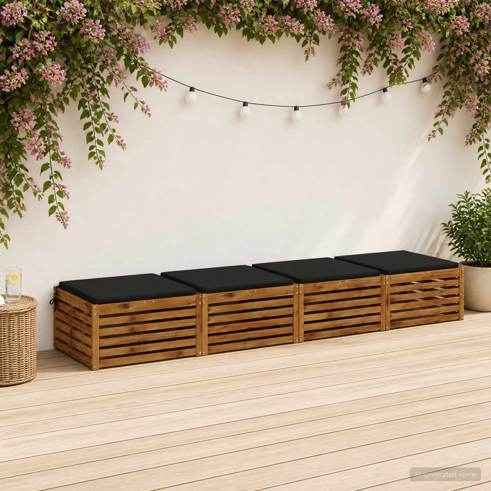 4 dalių sėdynės pagalvėlės SOEST 4 vnt. 100% poliesteris Juoda