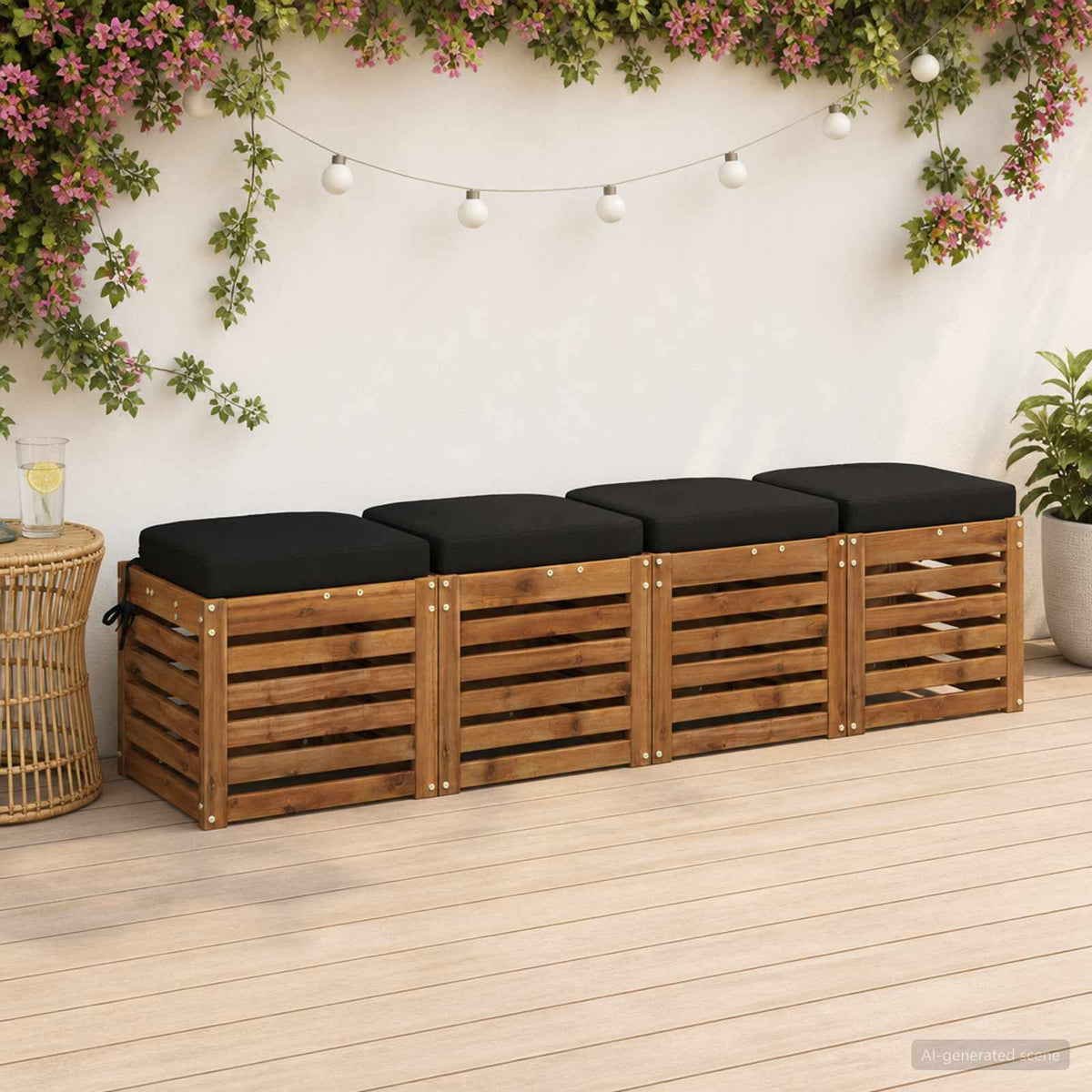 4 dalių sėdynių pagalvėlės SOEST 4 pcs 100% poliesteris Juoda