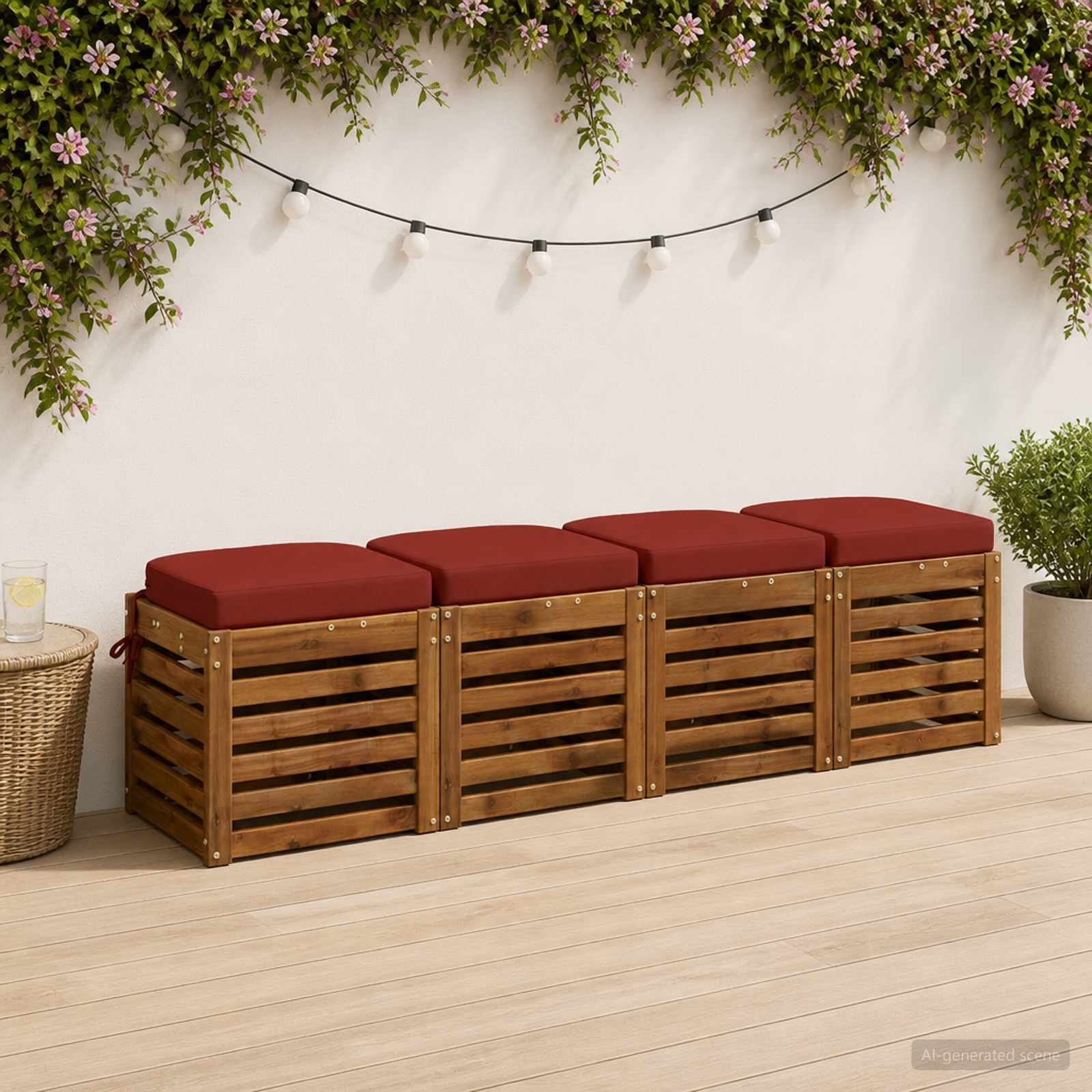 4 dalių sėdynių pagalvėlės SOEST 4 pcs 100% poliesteris Raudona