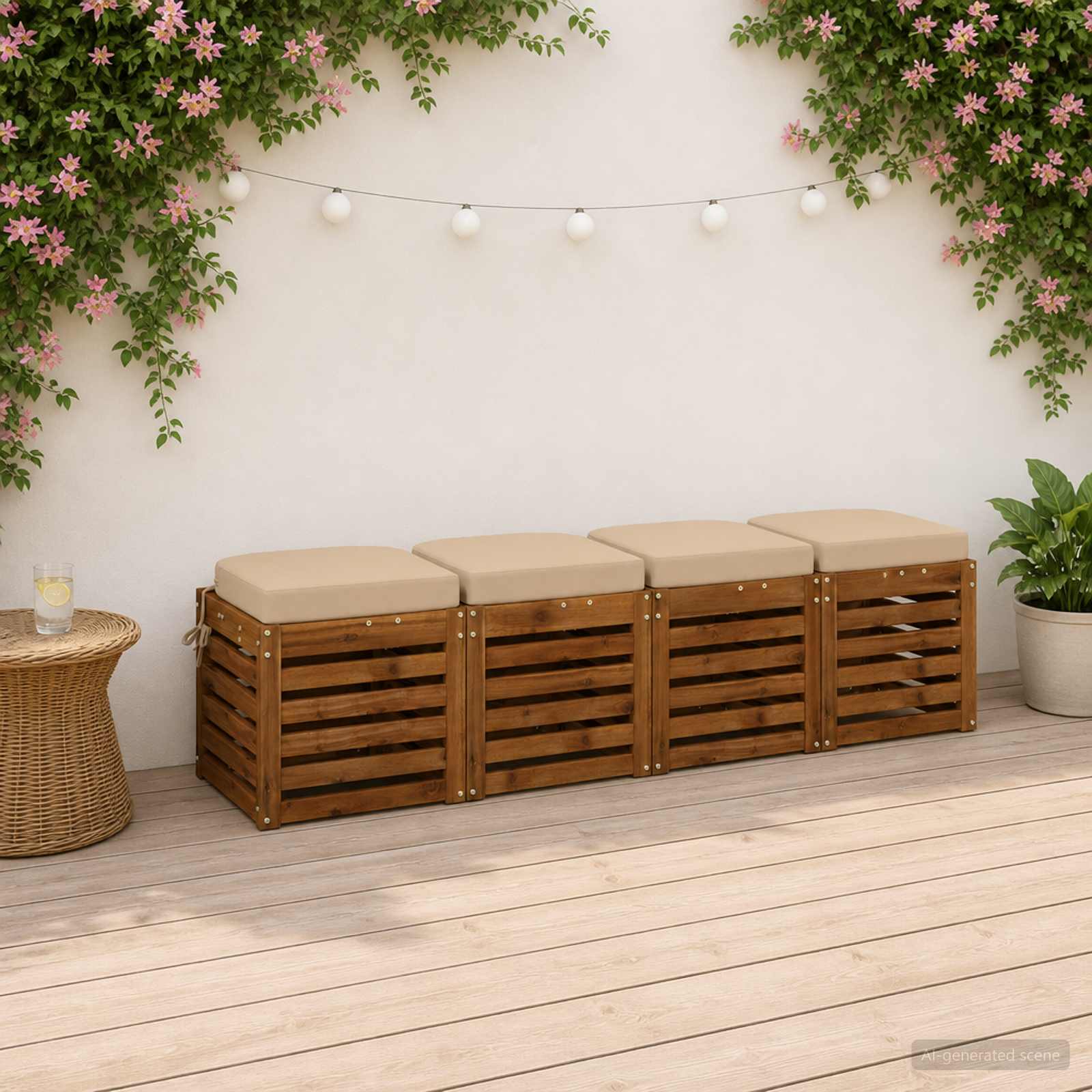 4 dalių sėdynių pagalvėlės SOEST 4 pcs 100% poliesteris Kreminė