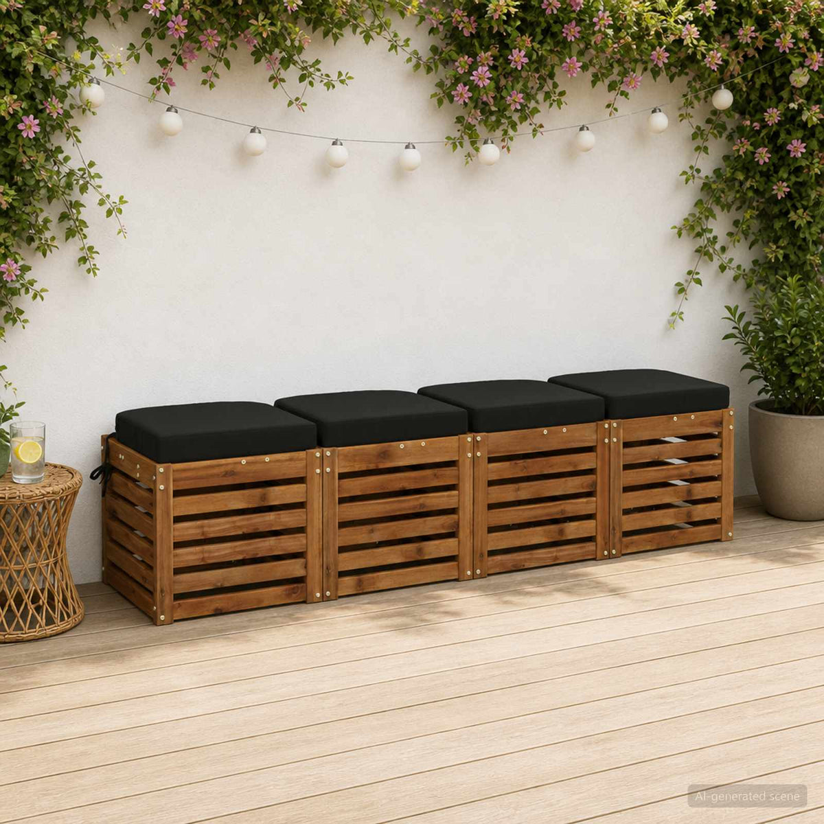 4 dalių sėdynių pagalvėlės SOEST 4 pcs 100% poliesteris Juoda