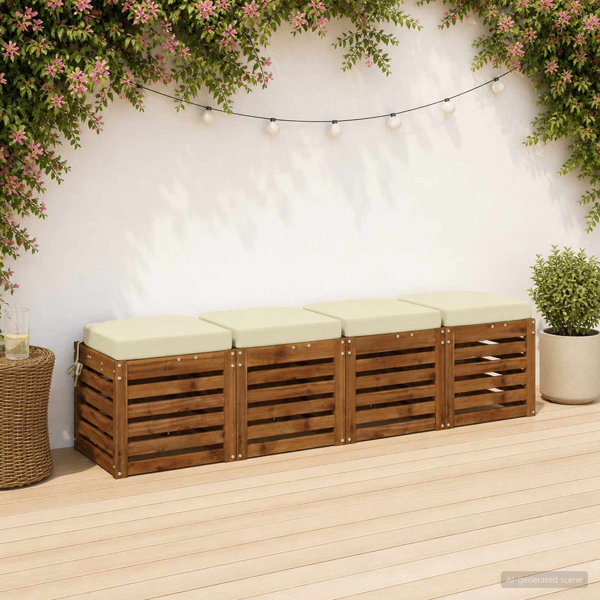 4 dalių sėdynių pagalvėlės SOEST 4 pcs 100% poliesteris Kreminė