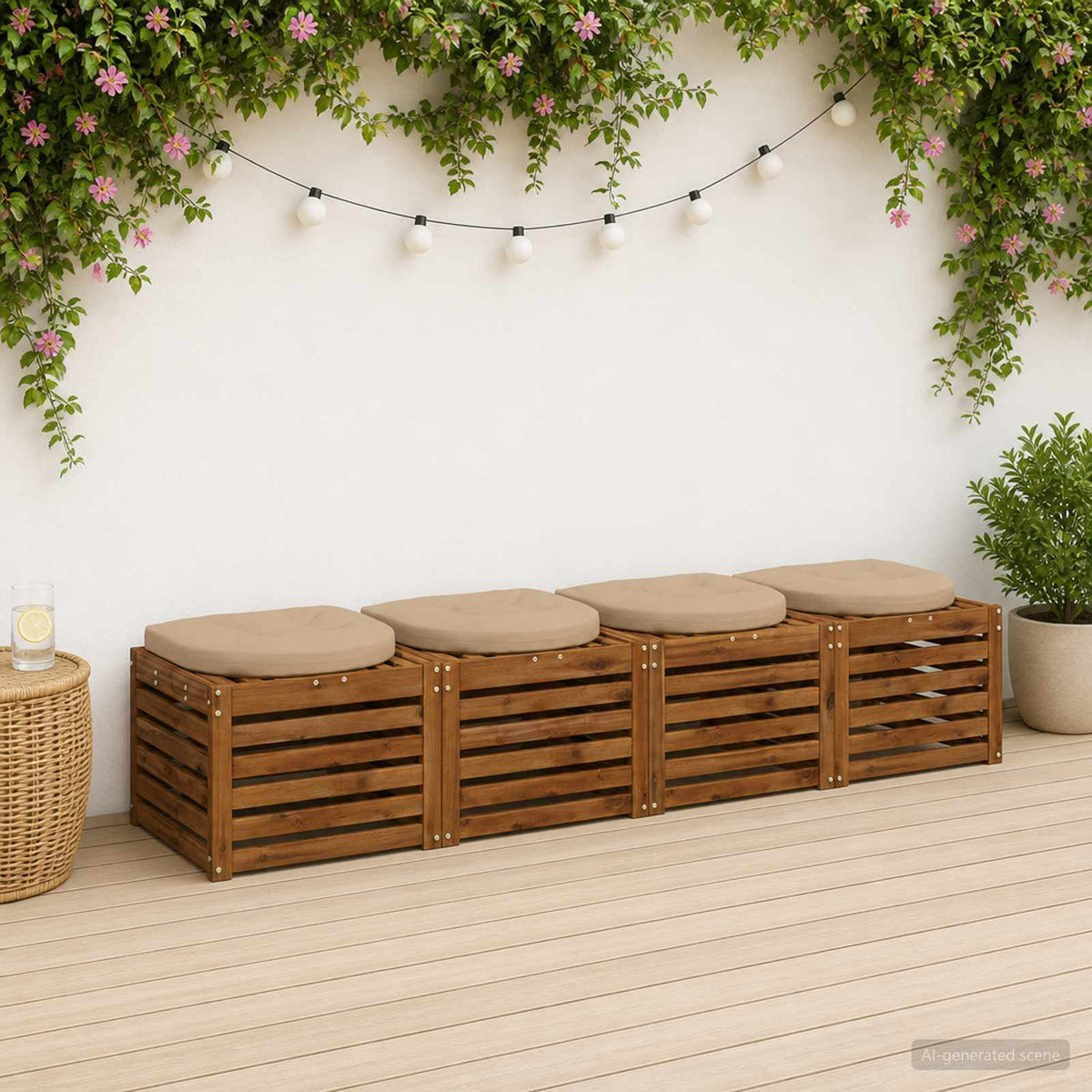 4 dalių sėdynės pagalvėlės 4 vnt. 100% poliesteris Smėlio