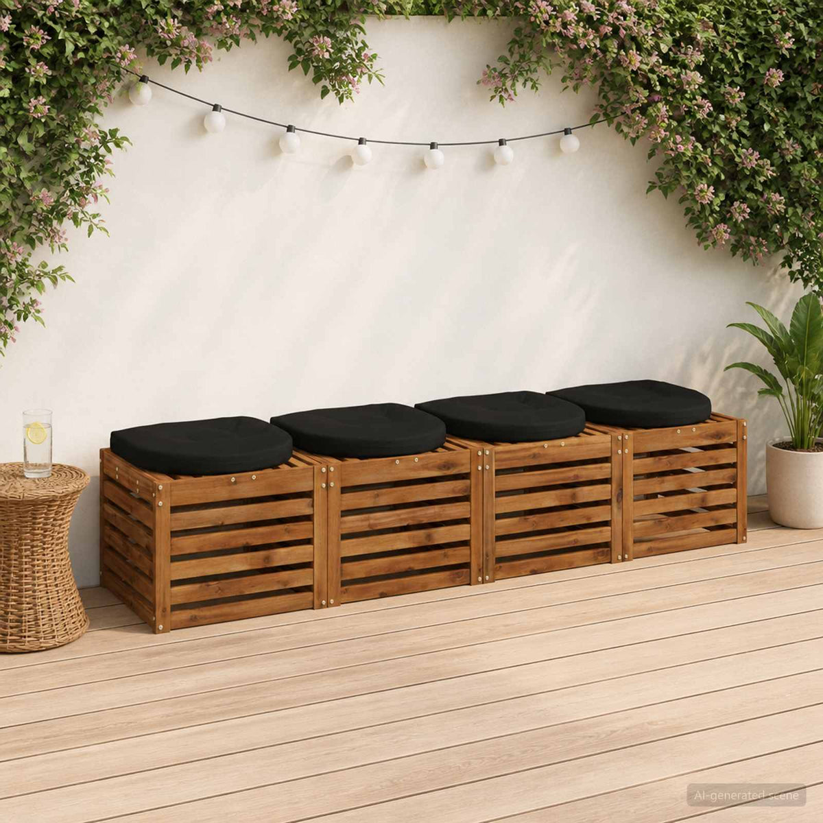 4 dalių sėdynės pagalvėlės 4 vnt. 100% poliesteris Juoda