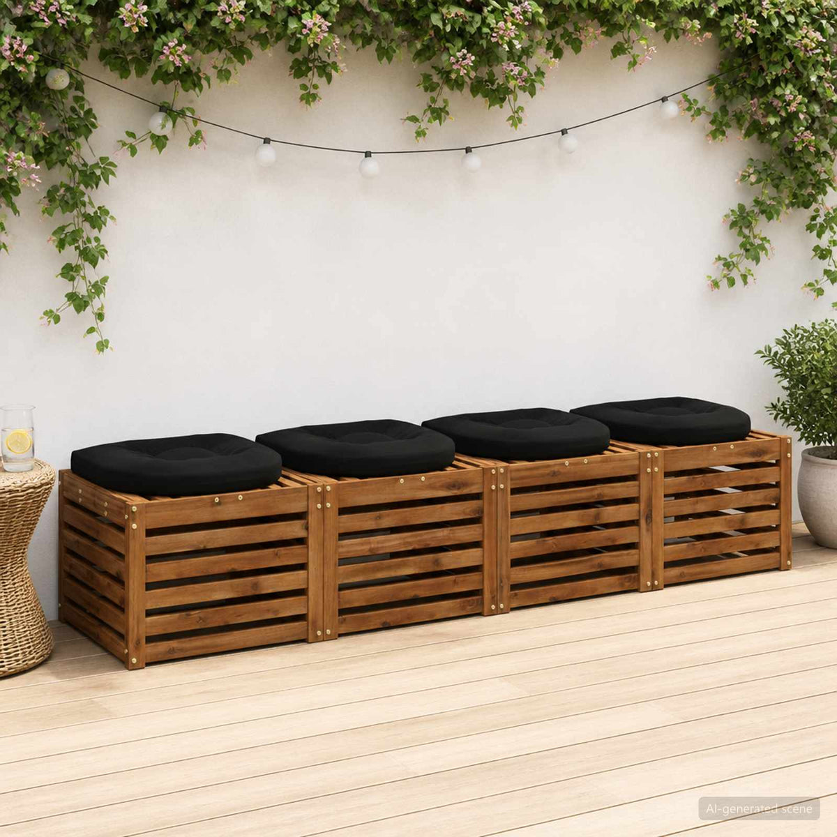 4 dalių sėdynės pagalvėlės 4 vnt. 100% poliesteris Juoda