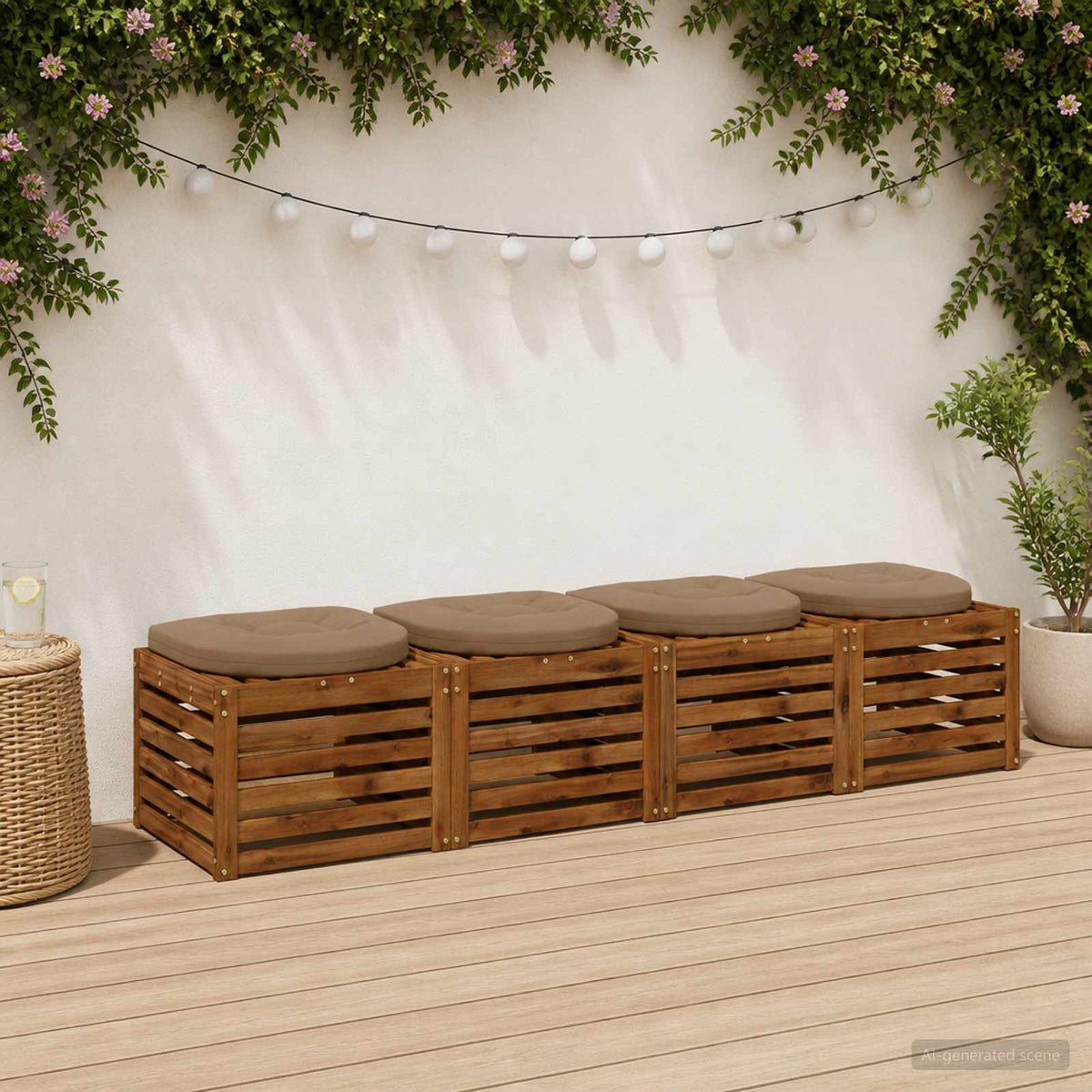 4 dalių sėdynės pagalvėlės 4 vnt. 100% poliesteris Taupe