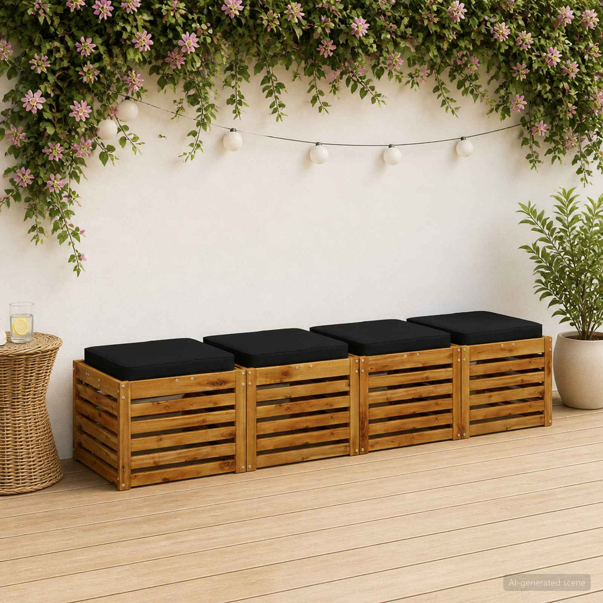 4 dalių sėdynės pagalvėlės VUGHT 4 pcs 100% poliesteris Juoda