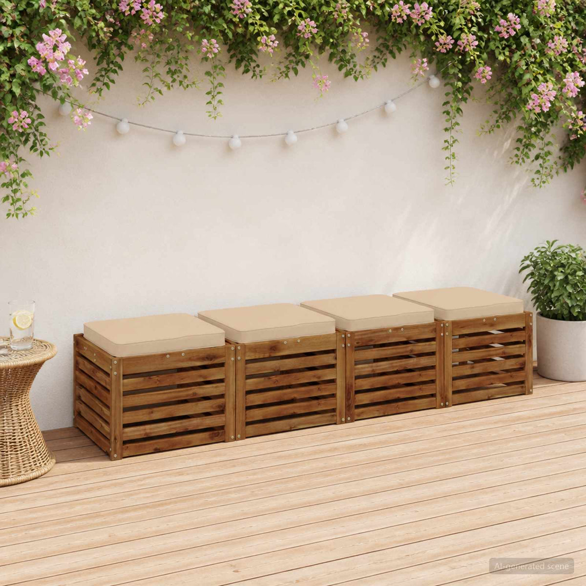 4 dalių sėdynės pagalvėlės VUGHT 4 pcs 100% poliesteris Kreminė
