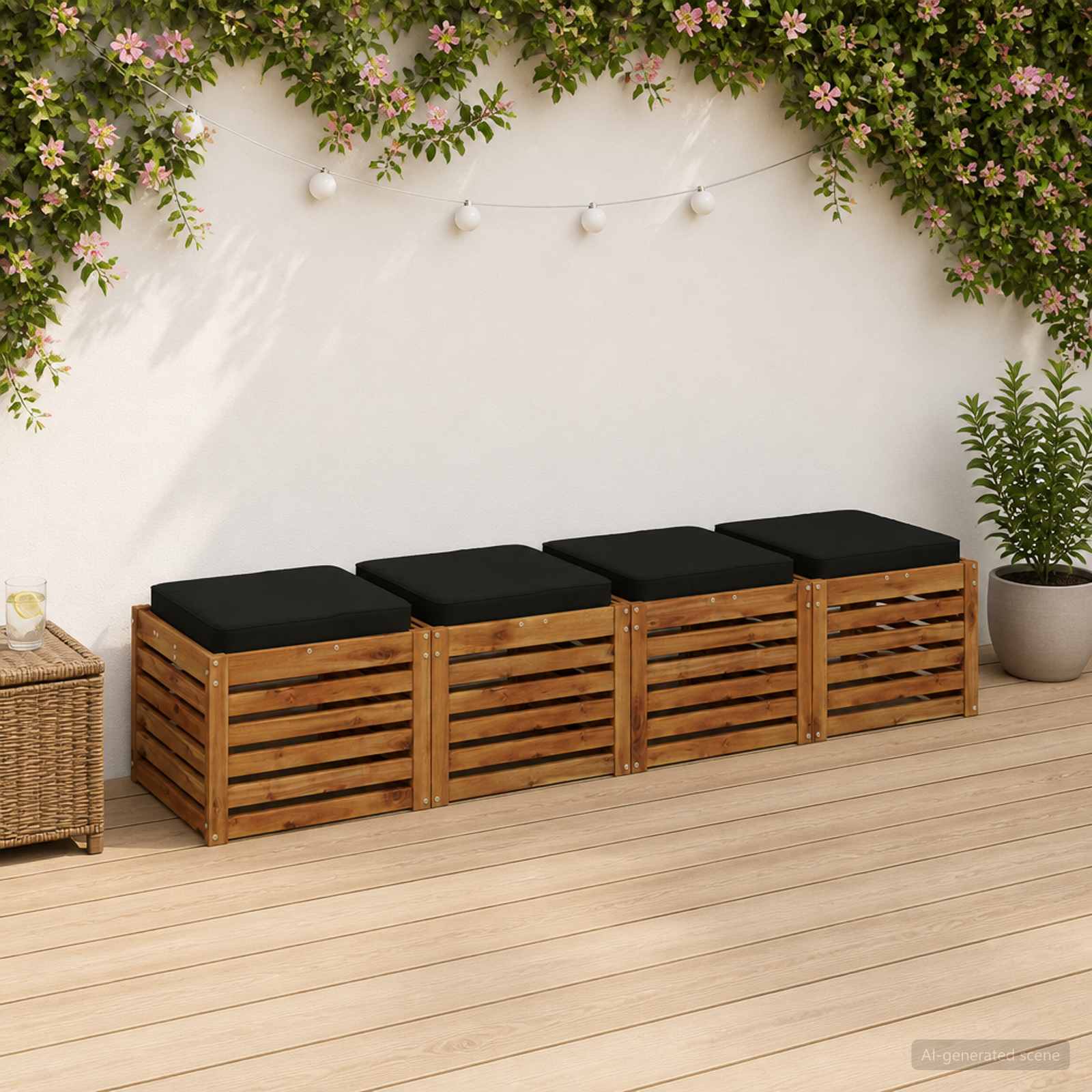 4 dalių sėdynės pagalvėlės VUGHT 4 pcs 100% poliesteris Juoda