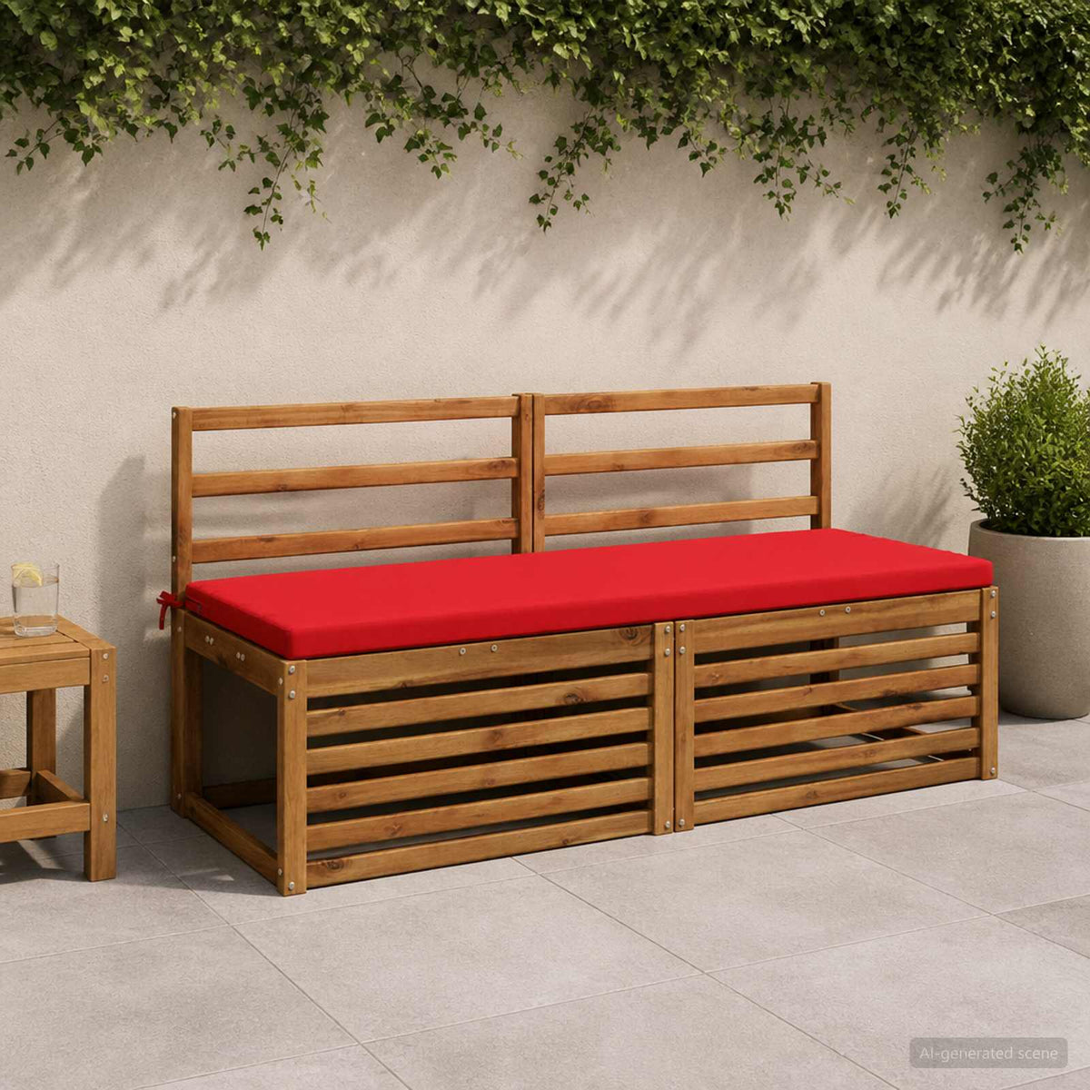 2 dalių suoliuko pagalvės SOEST 2 vnt. 100% poliesteris Raudona