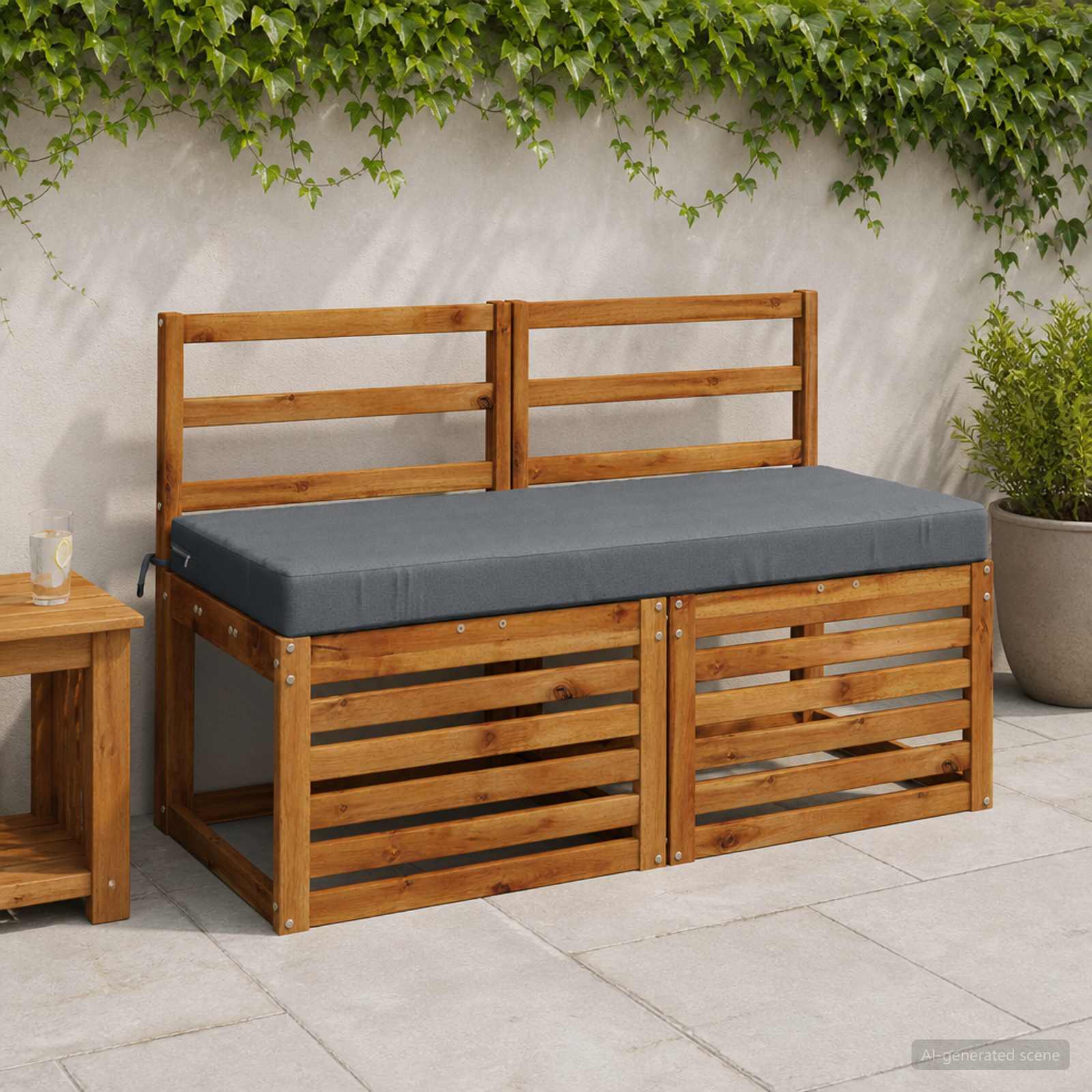 2 dalių suoliuko pagalvės SOEST 2 vnt. 100% poliesteris Mėlyna
