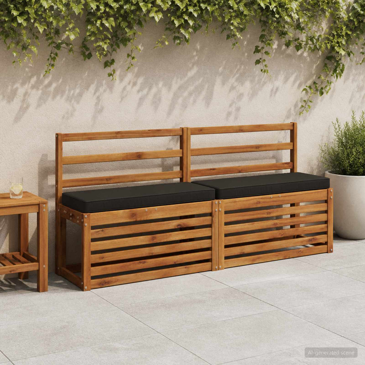 2 dalių suoliuko pagalvės VUGHT 2 pcs 100% poliesteris Juoda