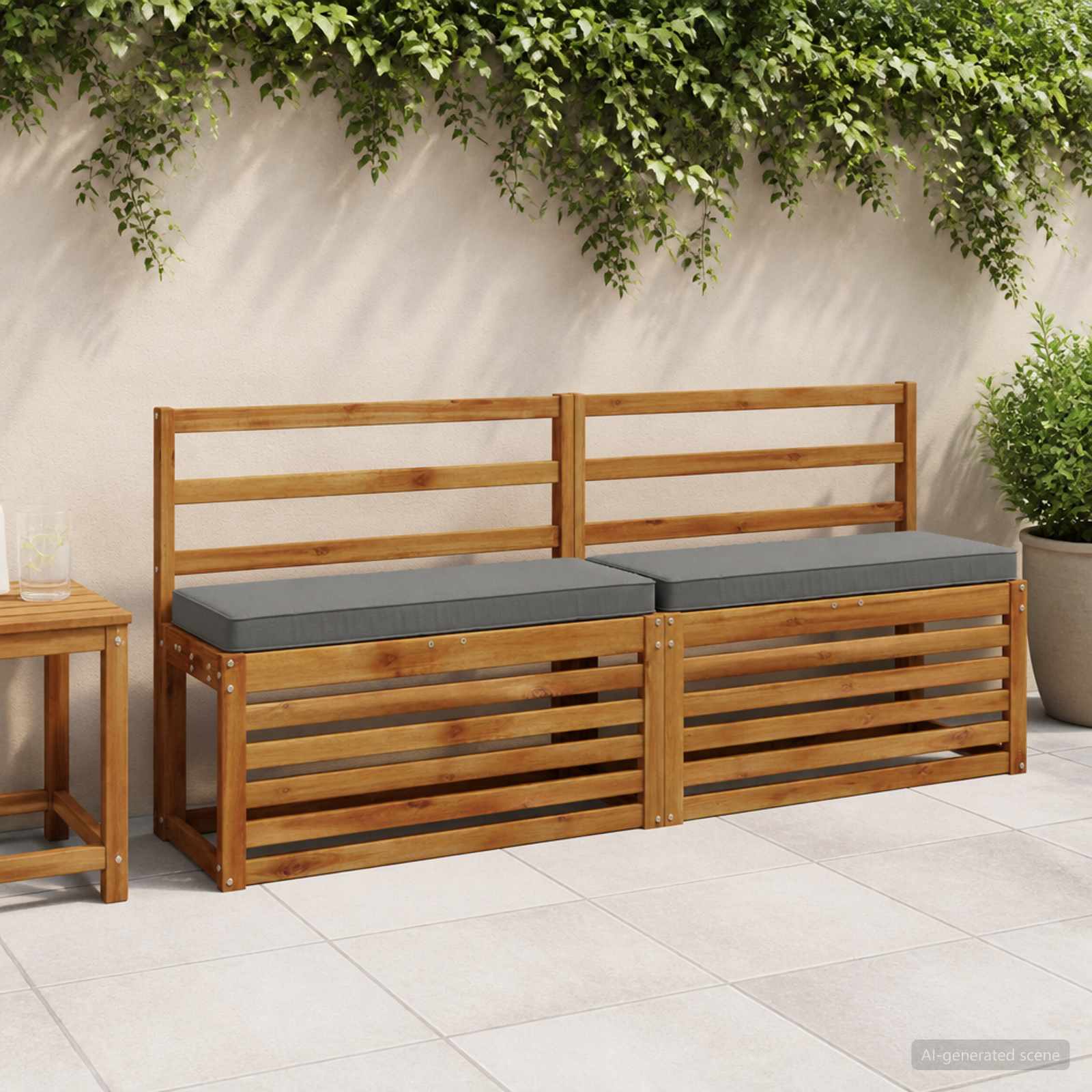 2 dalių suoliuko pagalvės VUGHT 2 pcs 100% poliesteris Pilka