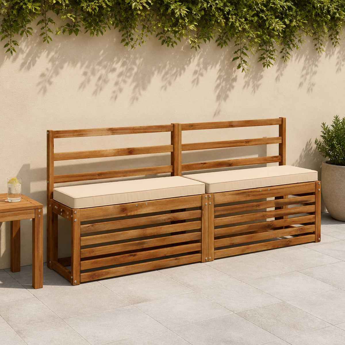 2 dalių suoliuko pagalvės VUGHT 2 pcs 100% poliesteris Kreminė