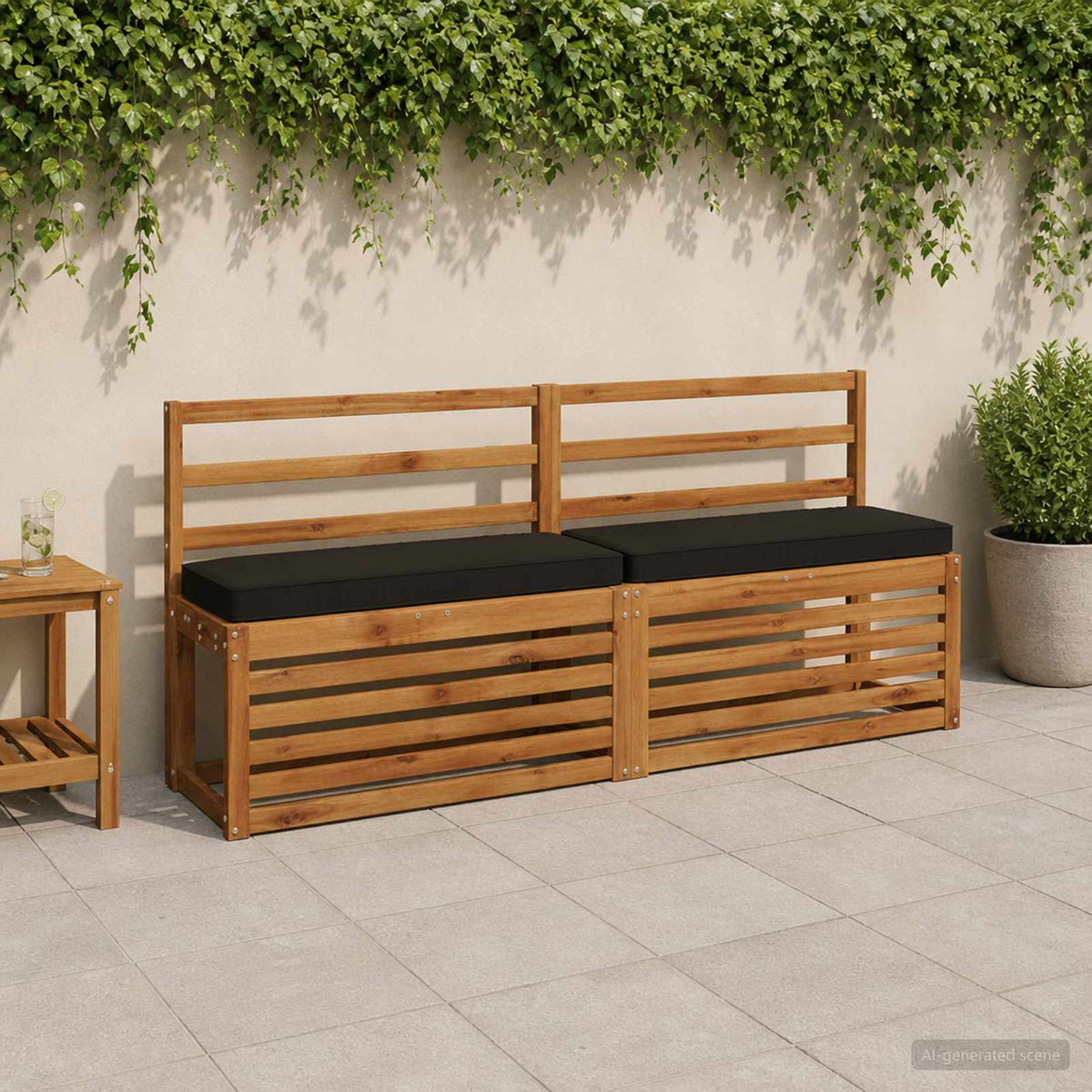 2 dalių suoliuko pagalvės VUGHT 2 pcs 100% poliesteris Juoda