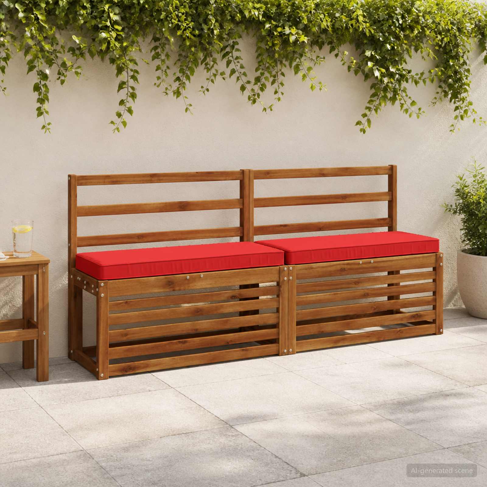 2 dalių suoliuko pagalvės VUGHT 2 pcs 100% poliesteris Raudona