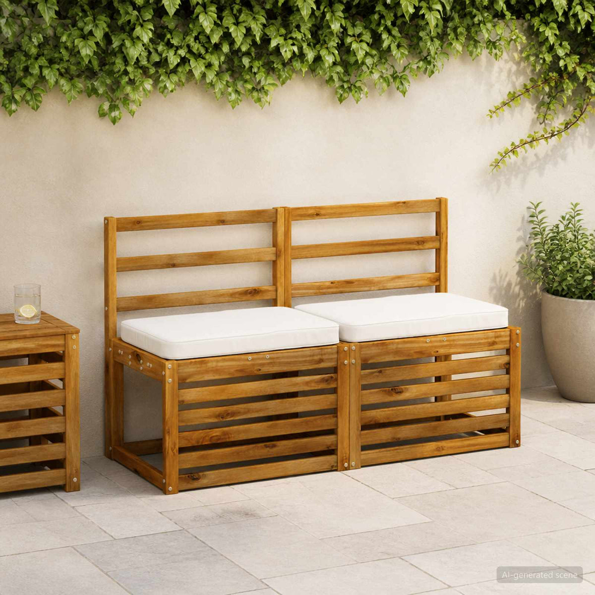 2 dalių suoliuko pagalvės VUGHT 2 pcs 100% poliesteris Balta