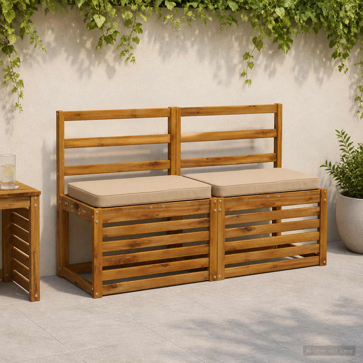 2 dalių suoliuko pagalvės VUGHT 2 pcs 100% poliesteris Smėlio