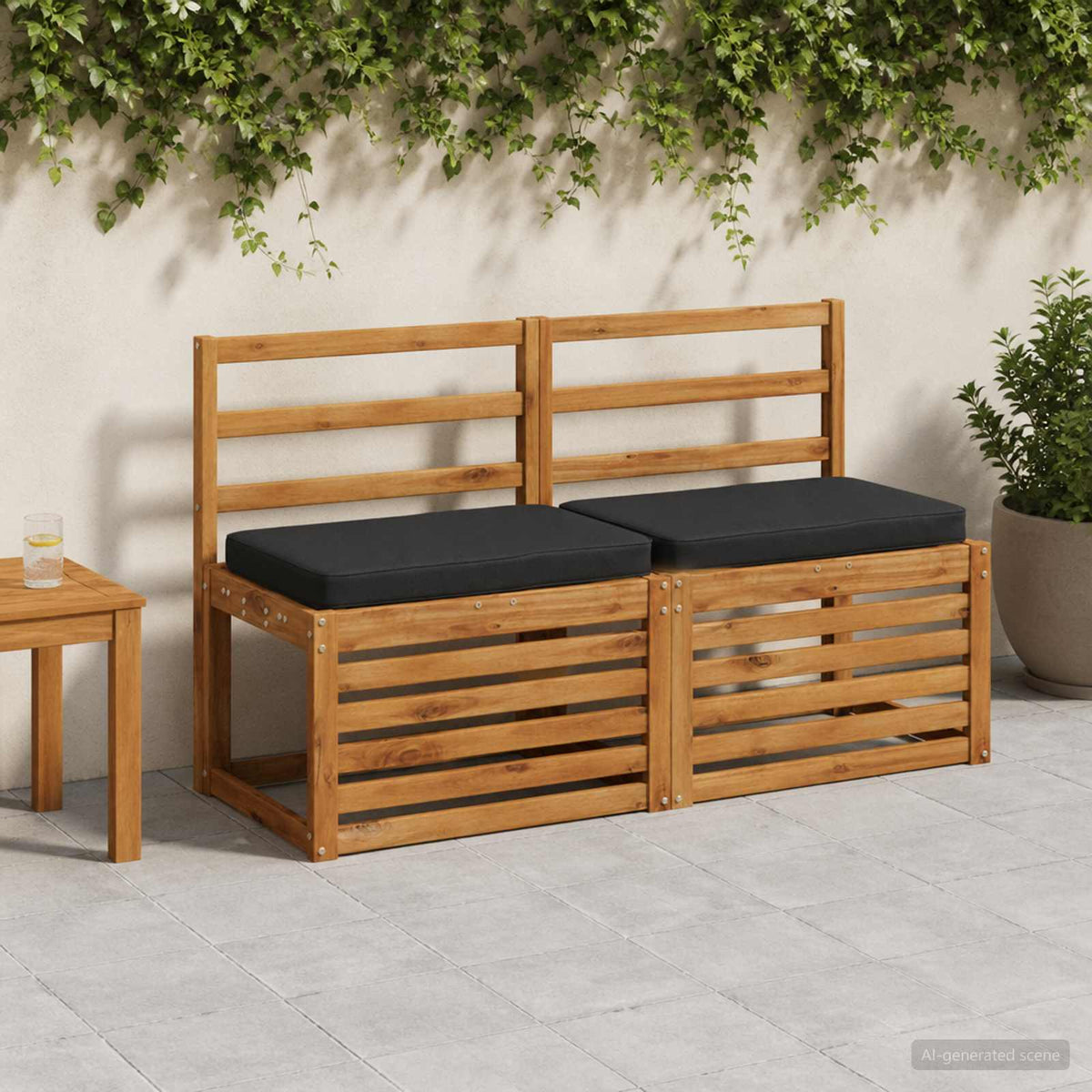 2 dalių suoliuko pagalvės VUGHT 2 pcs 100% poliesteris Juoda
