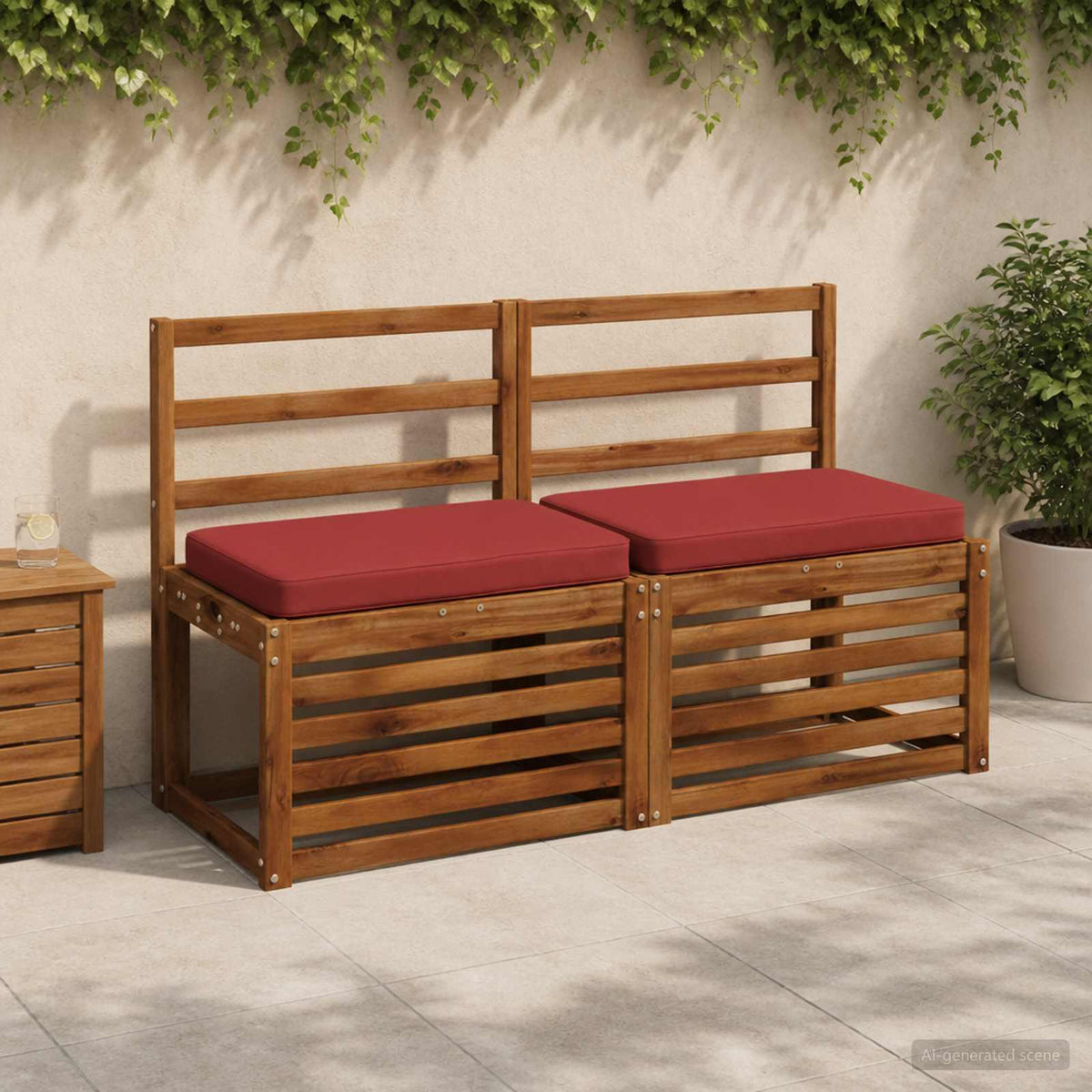 2 dalių suoliuko pagalvės VUGHT 2 pcs 100% poliesteris Raudona