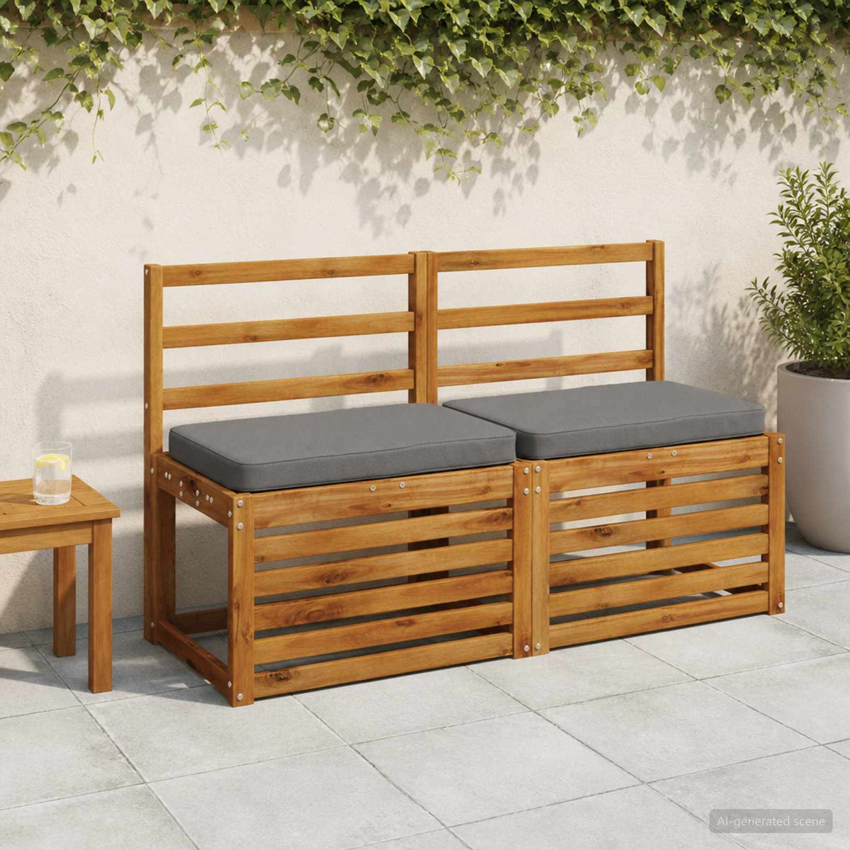 2 dalių suoliuko pagalvės VUGHT 2 pcs 100% poliesteris Pilka