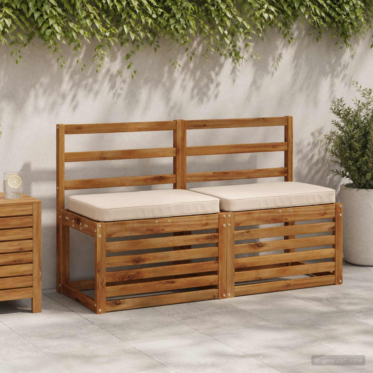 2 dalių suoliuko pagalvės VUGHT 2 pcs 100% poliesteris Kreminė