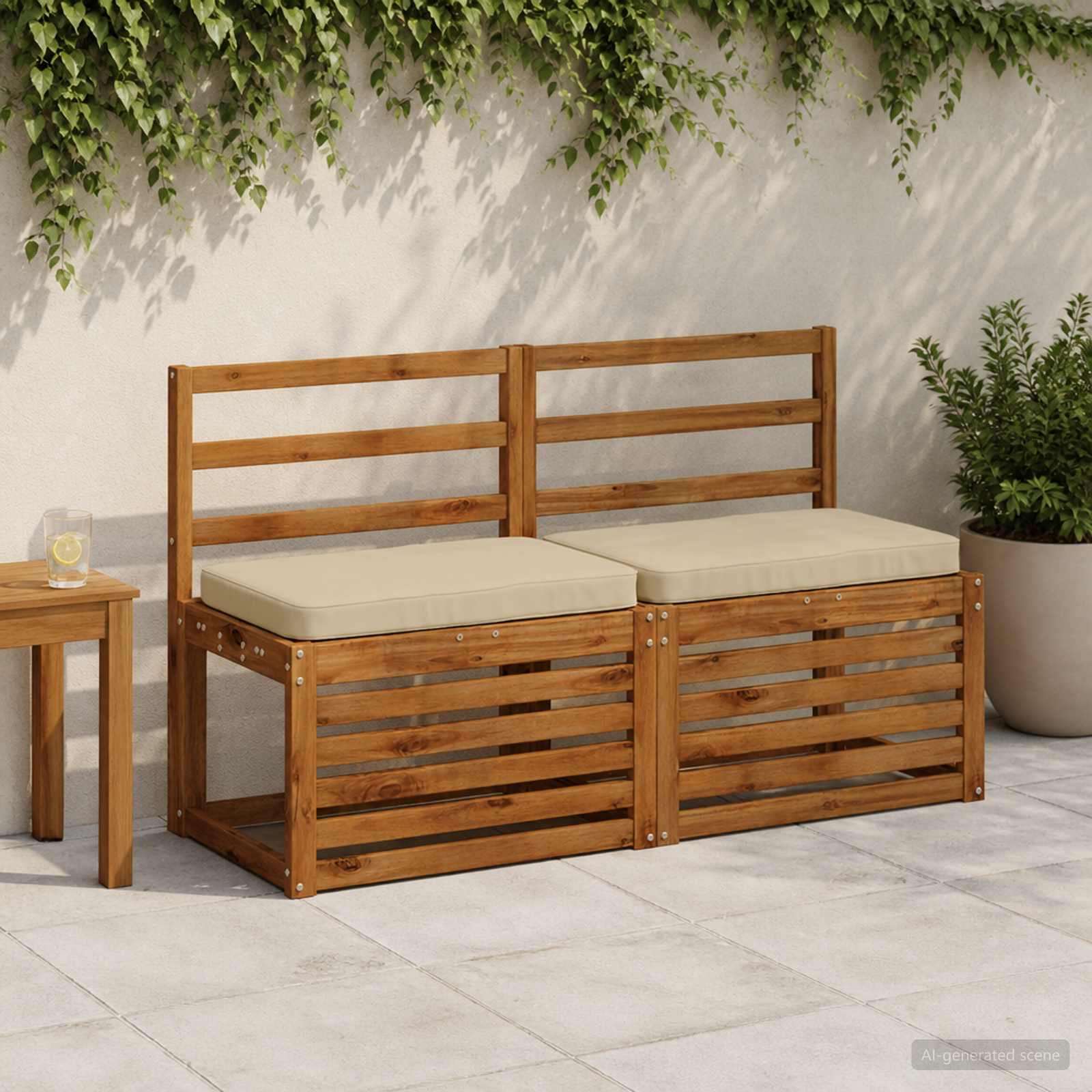 2 dalių suoliuko pagalvės VUGHT 2 pcs 100% poliesteris Smėlio
